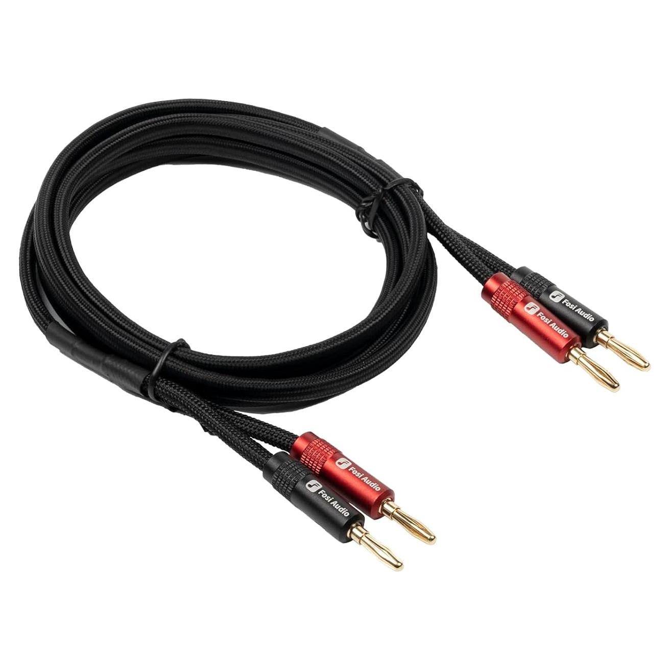 Cable de Altavoz Trenzado 14AWG Fosi Audio 1.8m con Conectores Dorados