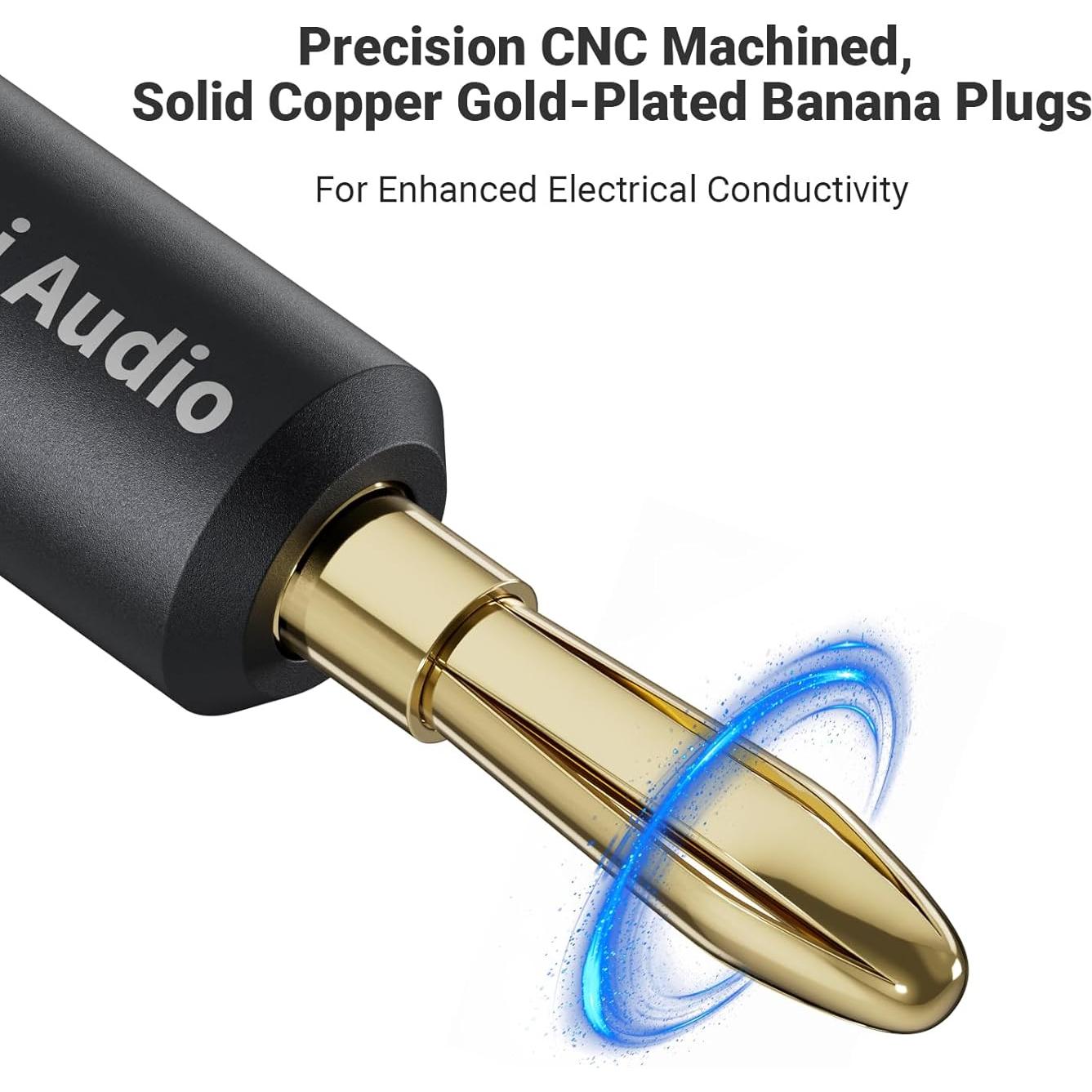 Cable de Altavoz Trenzado 14AWG Fosi Audio 1.8m con Conectores Dorados