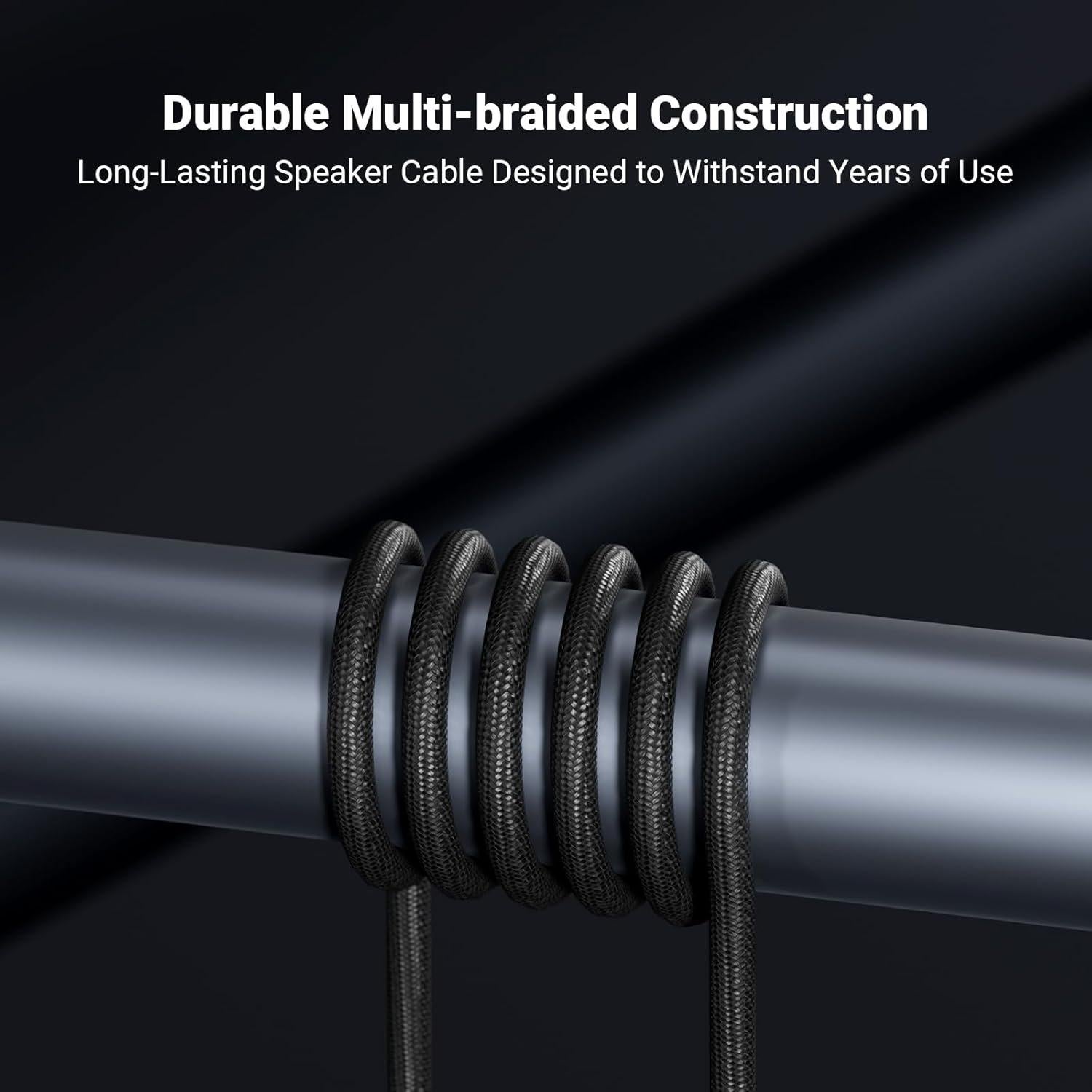 Cable de Altavoz Trenzado 14AWG Fosi Audio 1.8m con Conectores Dorados