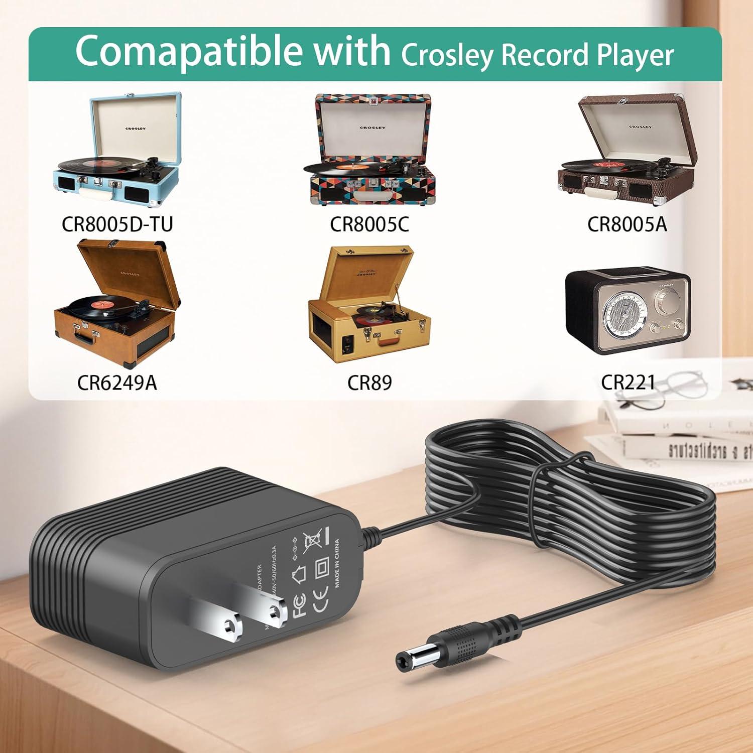 Cable de Alimentación 9V 2A para Tocadiscos Crosley Cruiser