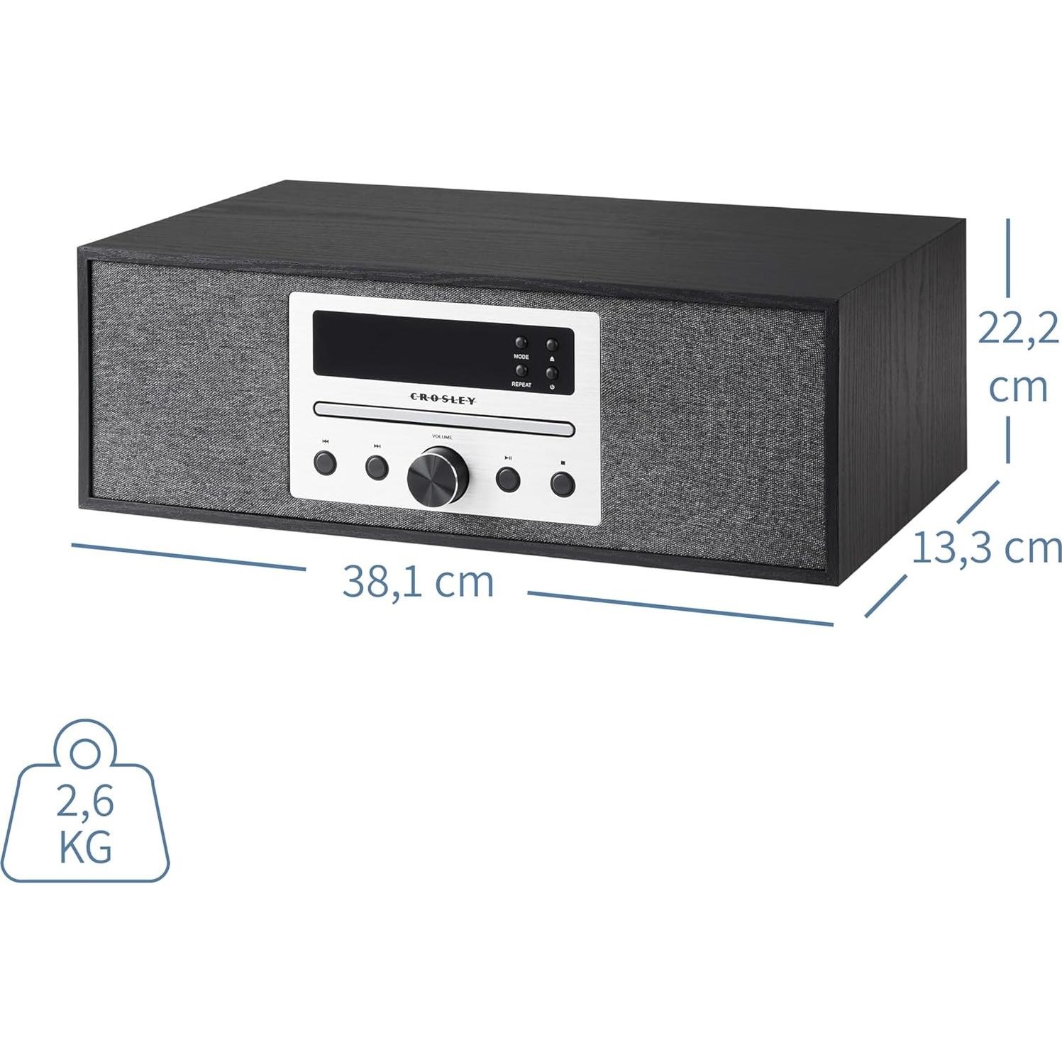 Reproductor de CD Crosley CR3504A-BK con Bluetooth y Radio FM