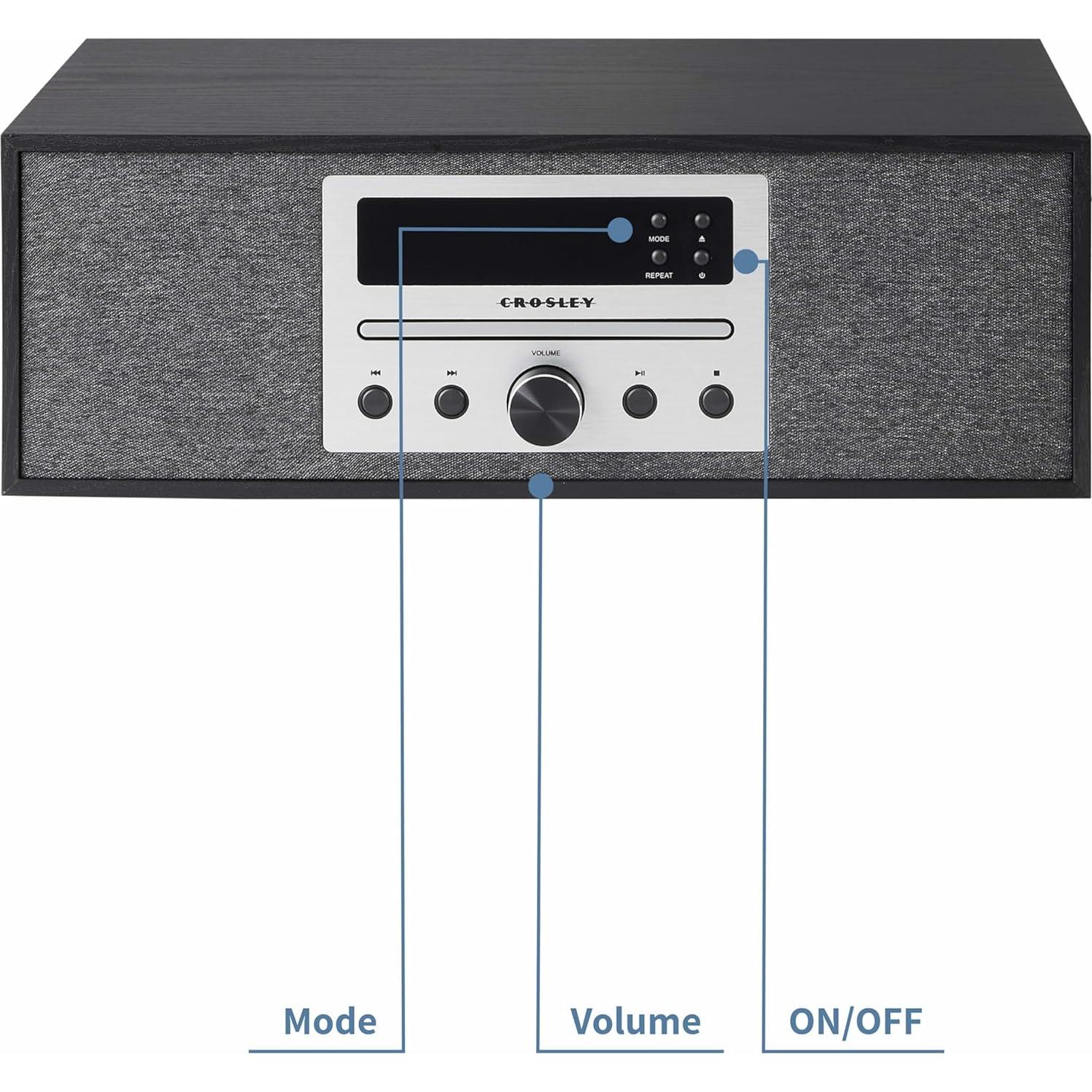 Reproductor de CD Crosley CR3504A-BK con Bluetooth y Radio FM