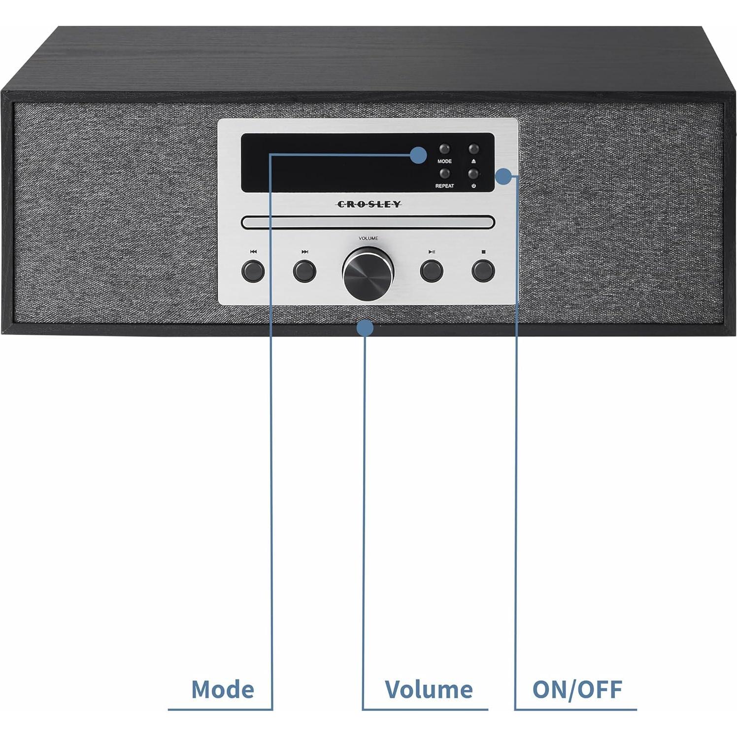 Reproductor de CD Crosley CR3504A-BK con Bluetooth y Radio FM