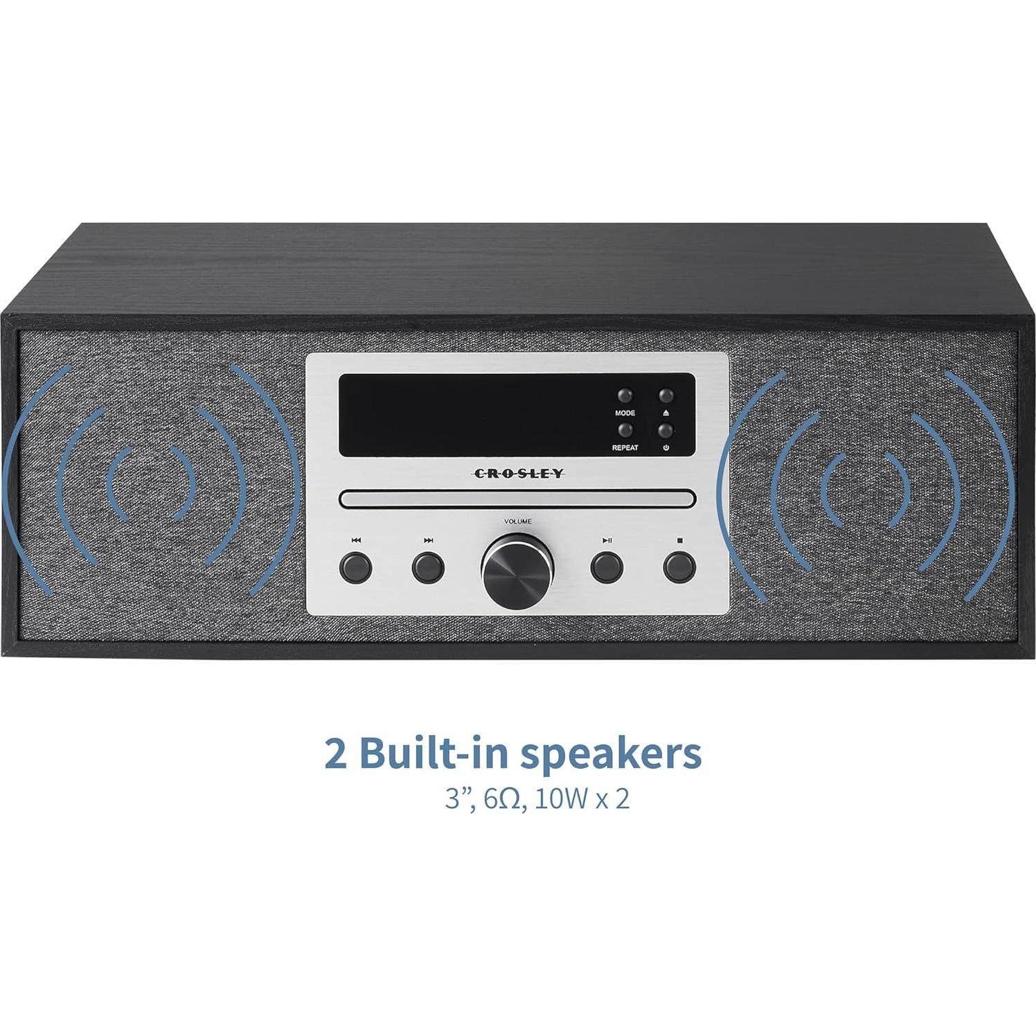 Reproductor de CD Crosley CR3504A-BK con Bluetooth y Radio FM