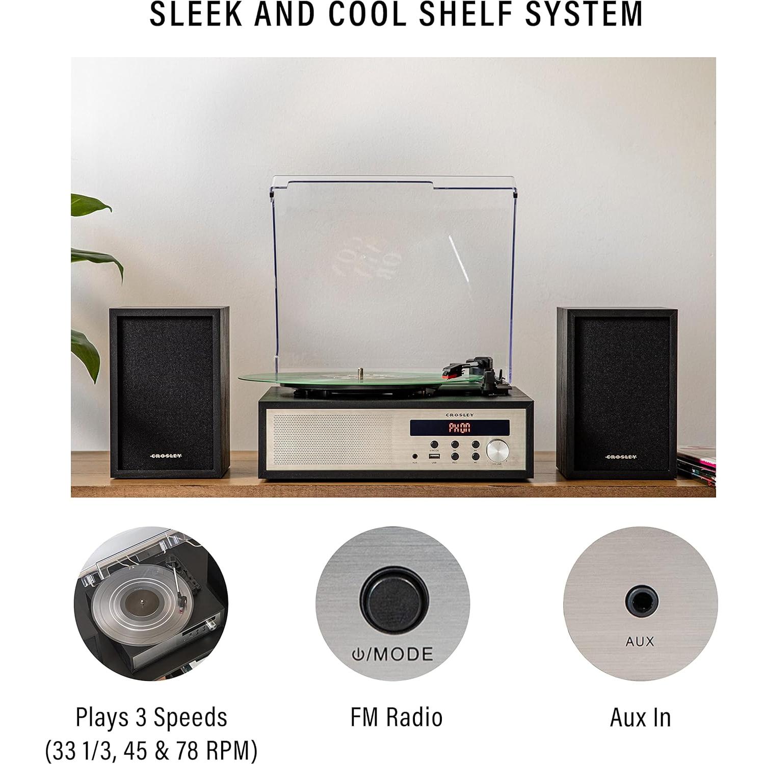 Tocadiscos Bluetooth Crosley CR7022A-BK 3 Velocidades FM Negro