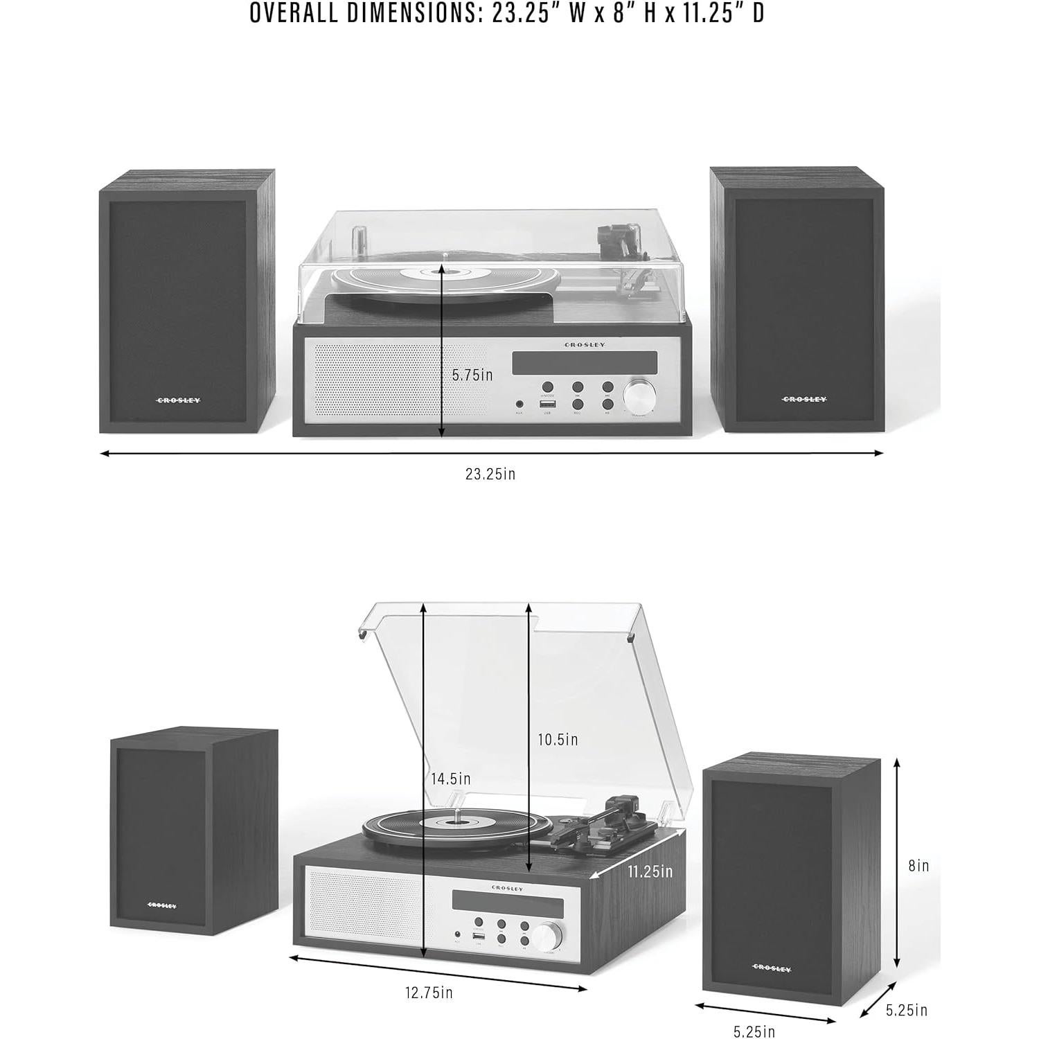 Tocadiscos Bluetooth Crosley CR7022A-BK 3 Velocidades FM Negro