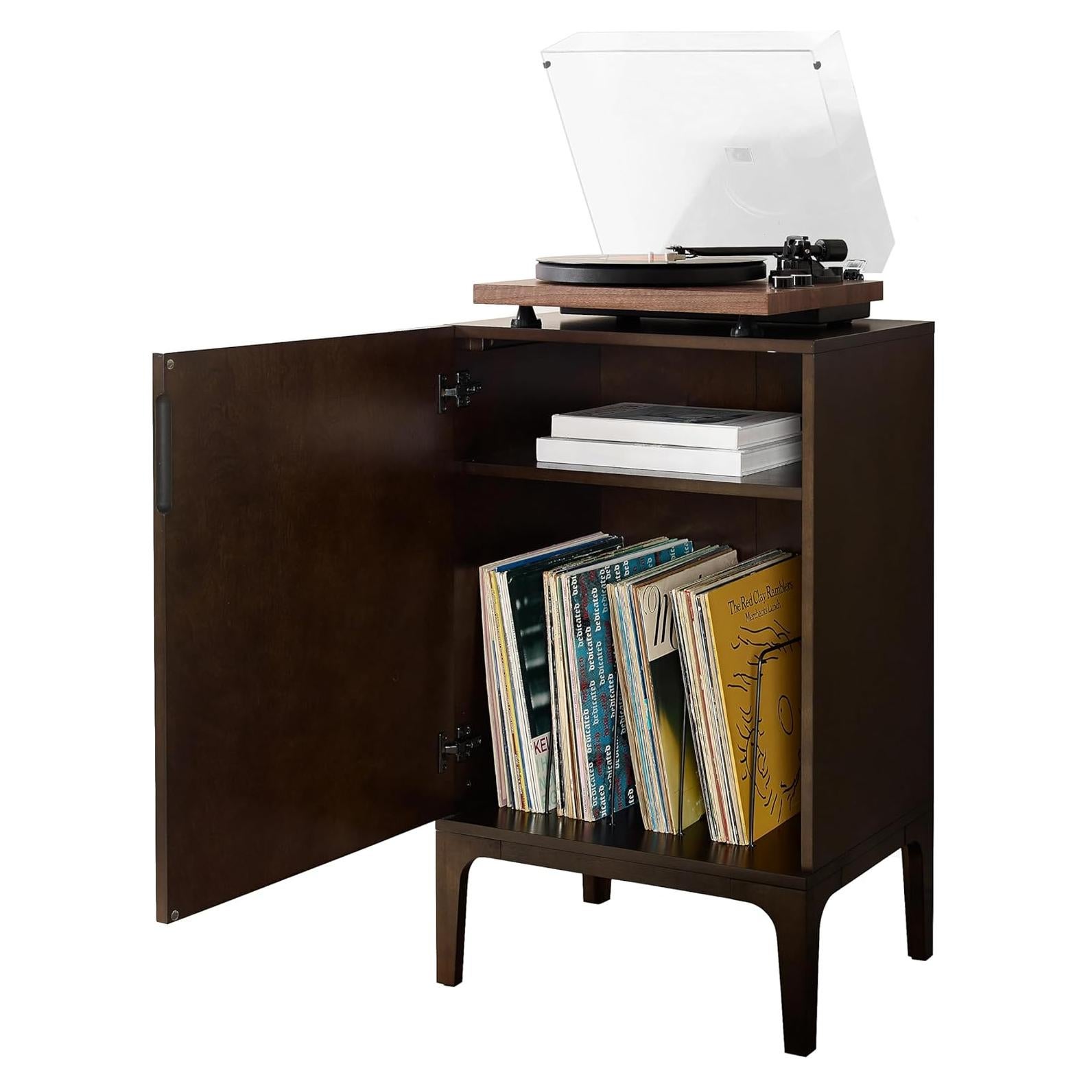 Soporte para Tocadiscos Crosley Asher con Almacenamiento para 75 Discos