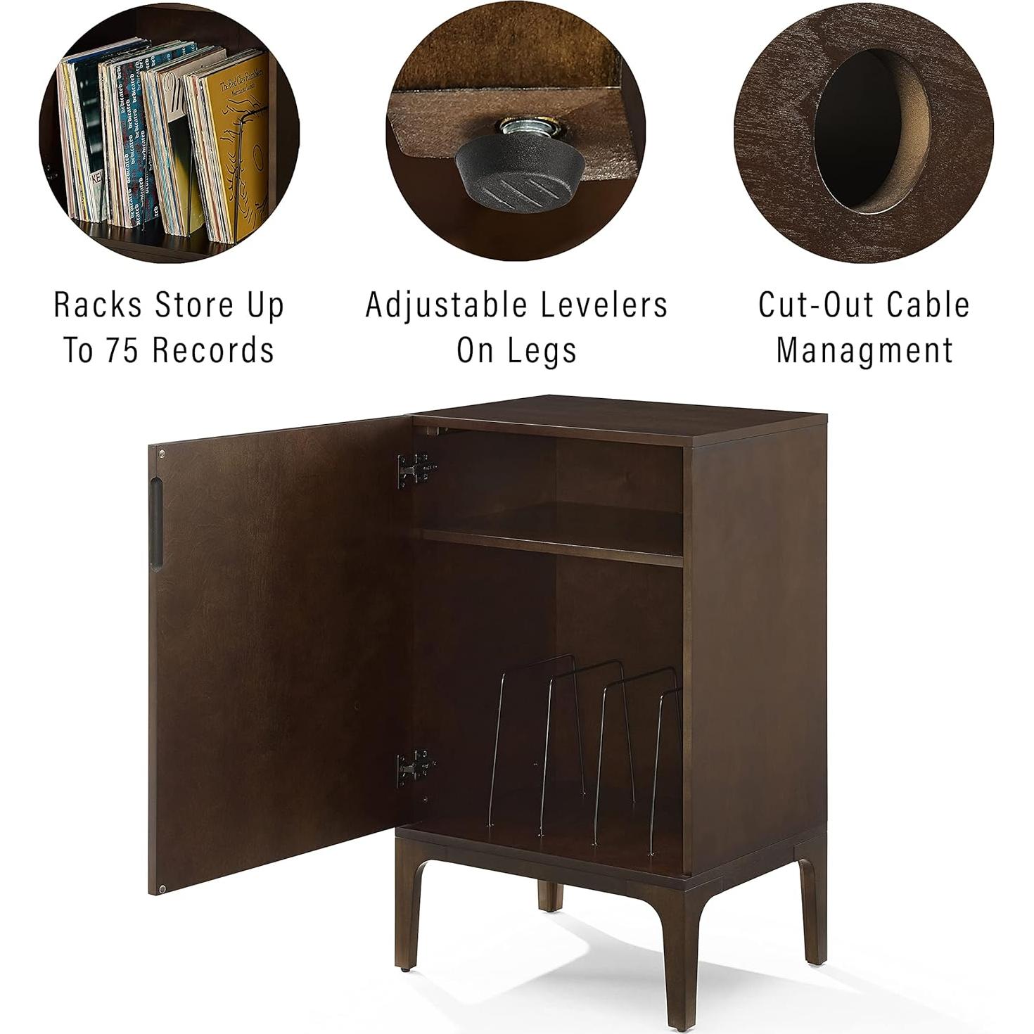 Soporte para Tocadiscos Crosley Asher con Almacenamiento para 75 Discos