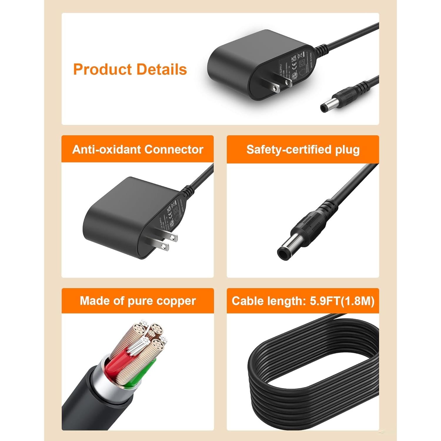 Cargador VHBW 9V para Reproductor Crosley CR8005A CR8005C