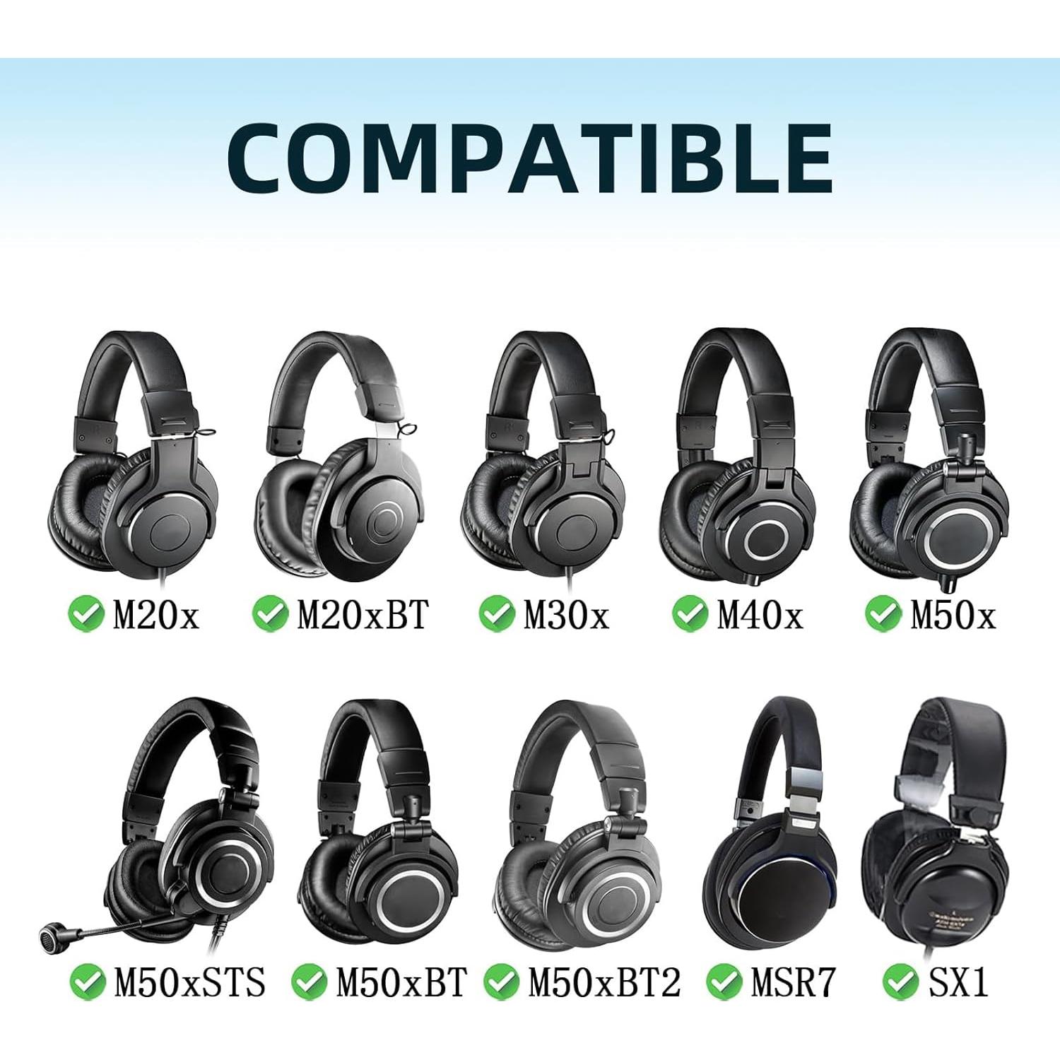 Almohadillas de Reemplazo MusiDianTang para Auriculares Audio Technica M50X M40X M30X MSR7 - Cuero Suave y Espuma de Memoria