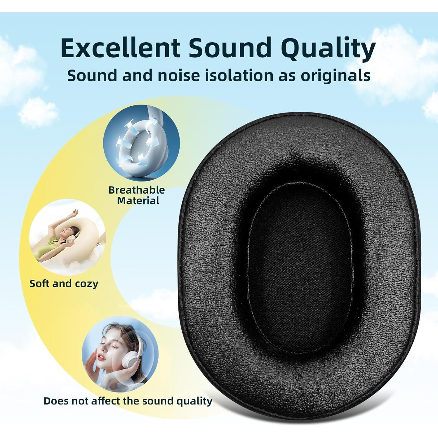 Almohadillas de Reemplazo MusiDianTang para Auriculares Audio Technica M50X M40X M30X MSR7 - Cuero Suave y Espuma de Memoria