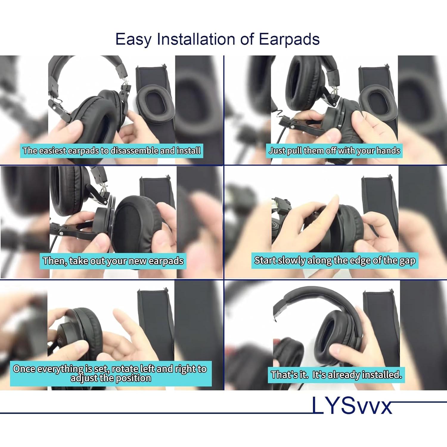 Almohadillas de Reemplazo LYSvvx para Auriculares Audio Technica ATH-M50X