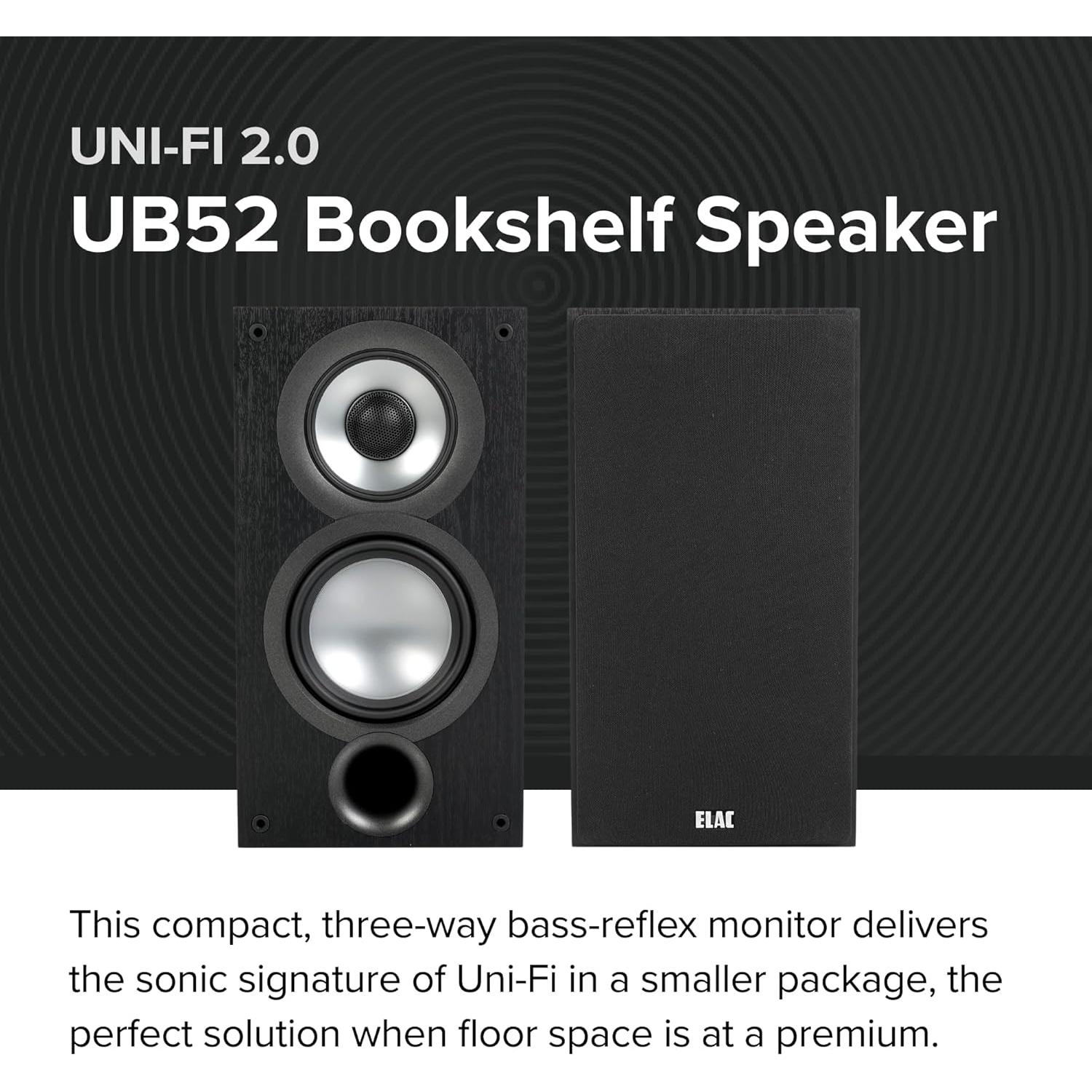 Altavoces de Estantería ELAC Uni-Fi 2.0 UB52, 6 Ohm, Negro