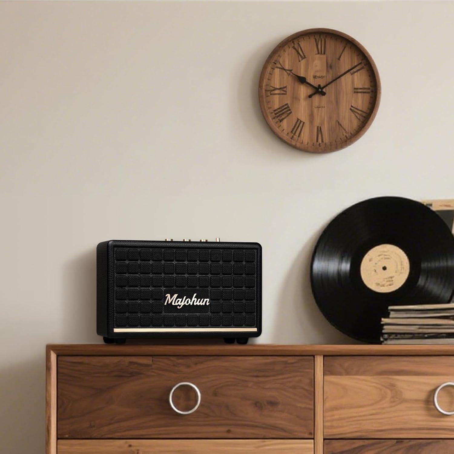 Altavoz Bluetooth Majohun 100W Inalámbrico de Madera Negro