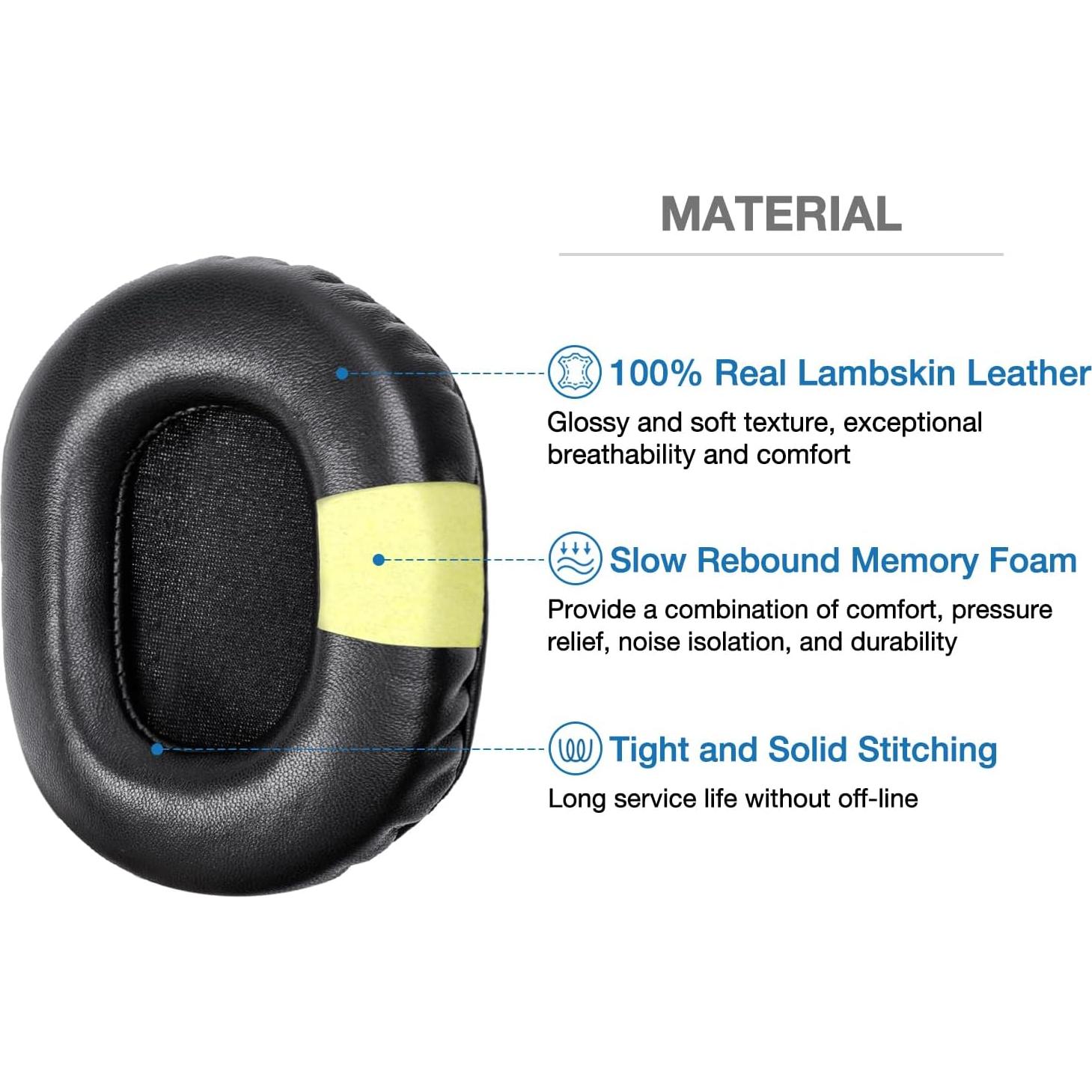 Kit Almohadillas de Oído Cuero Cordero + Funda Cabeza Audio Technica