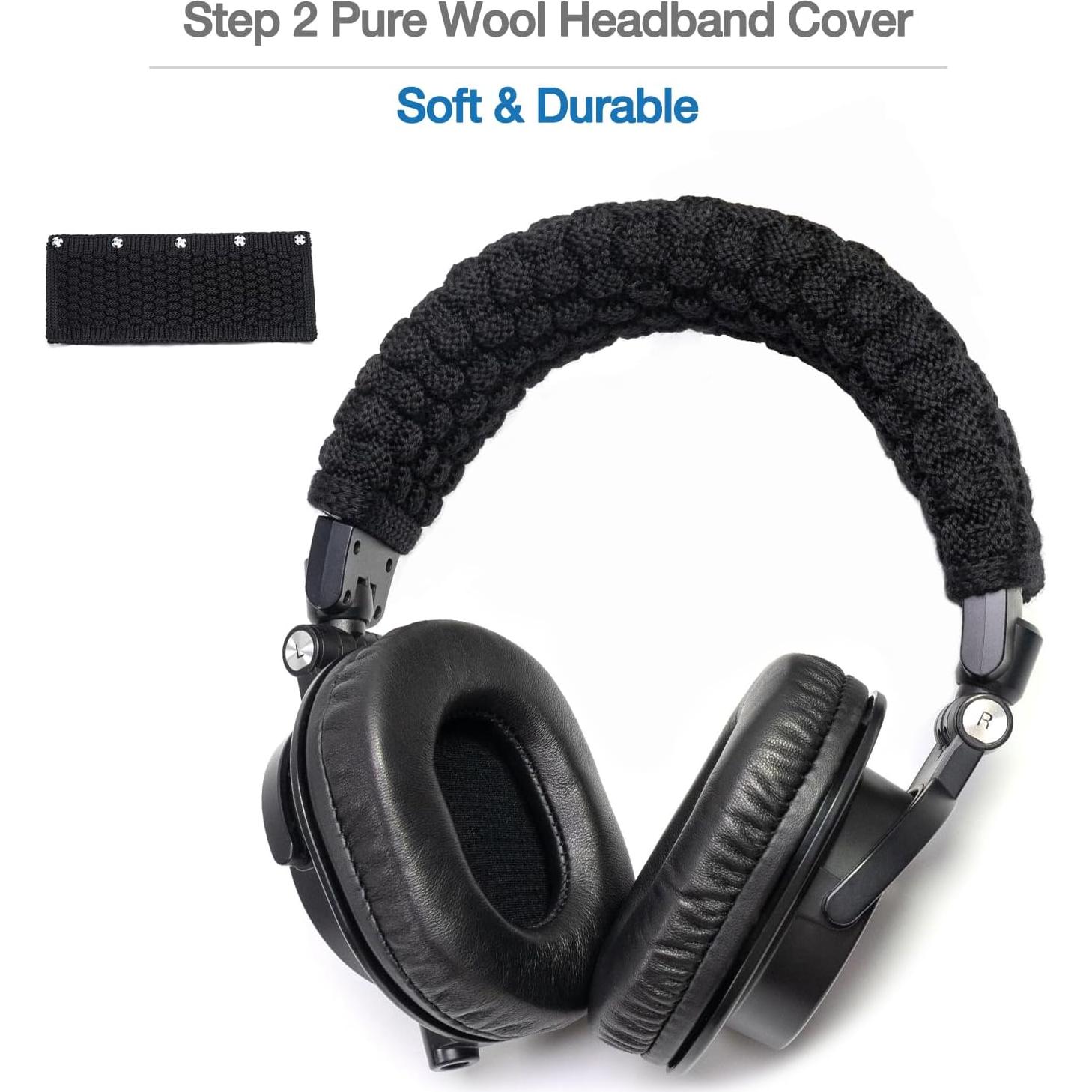 Kit Almohadillas de Oído Cuero Cordero + Funda Cabeza Audio Technica