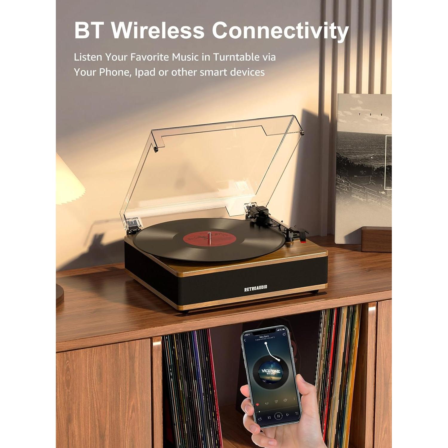 Reproductor de Vinilo Bluetooth RetroAudio UD005 3 Velocidades