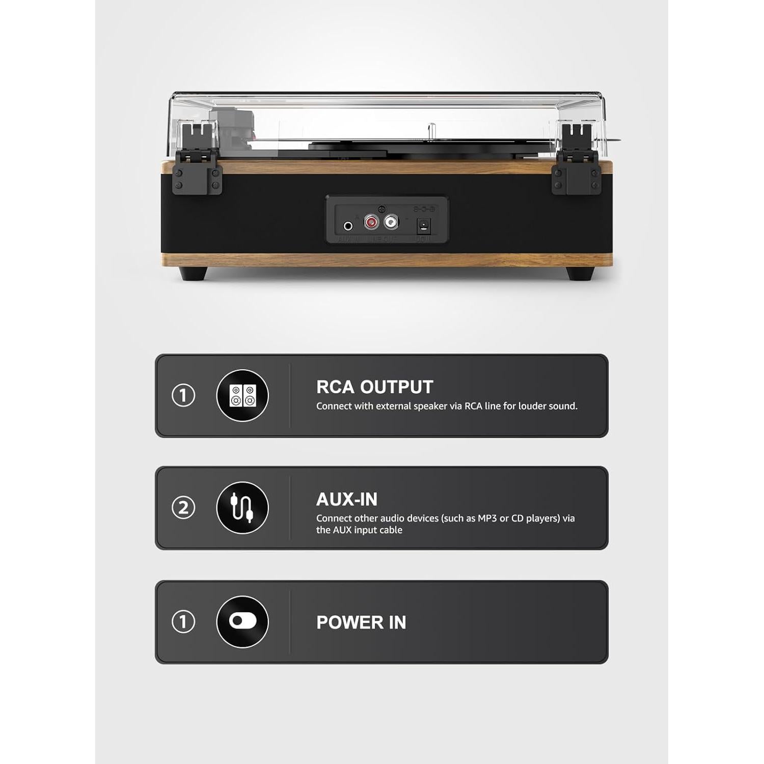 Reproductor de Vinilo Bluetooth RetroAudio UD005 3 Velocidades