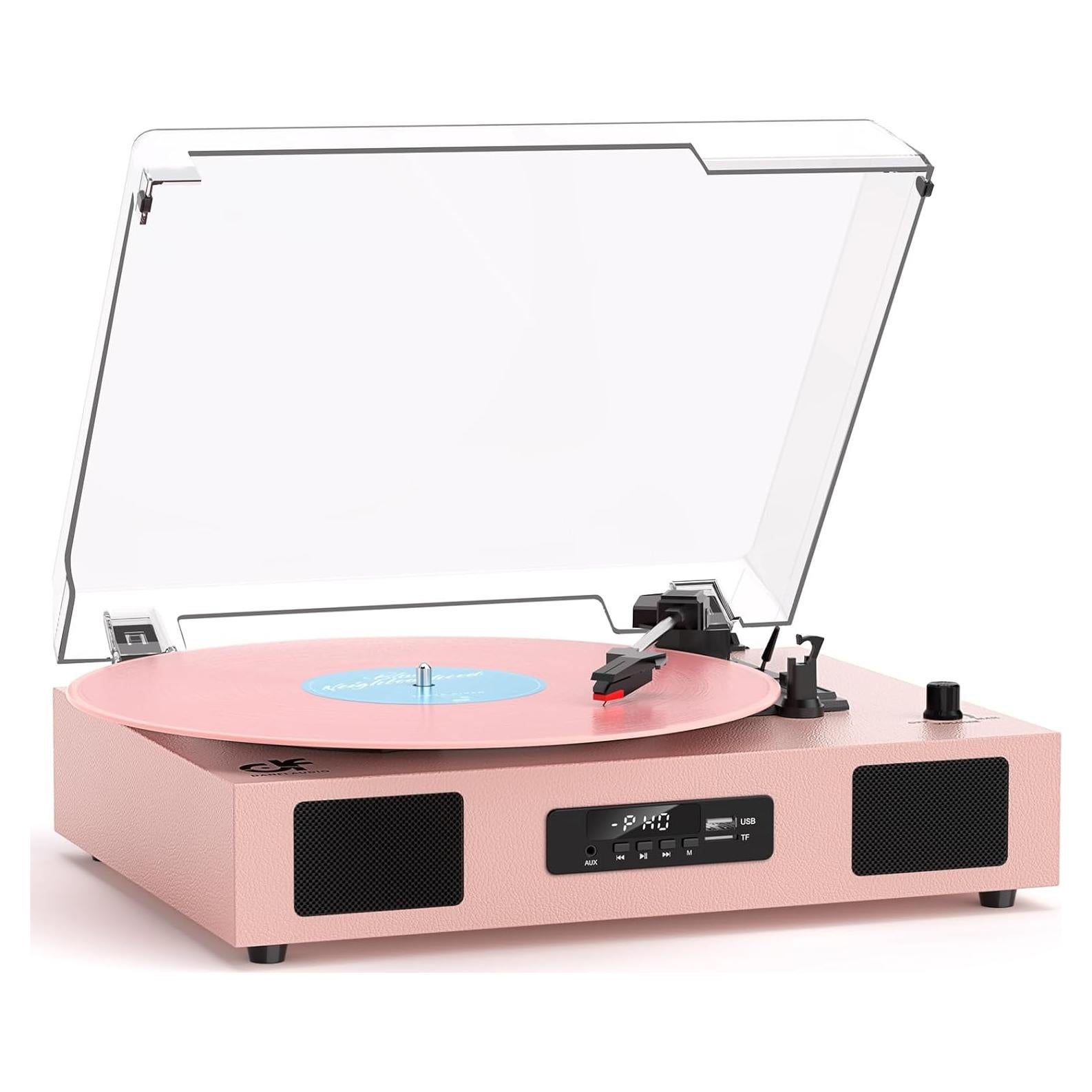 Reproductor de Vinilo Bluetooth DANFI AUDIO TE-2017 Rosa 3 Velocidades