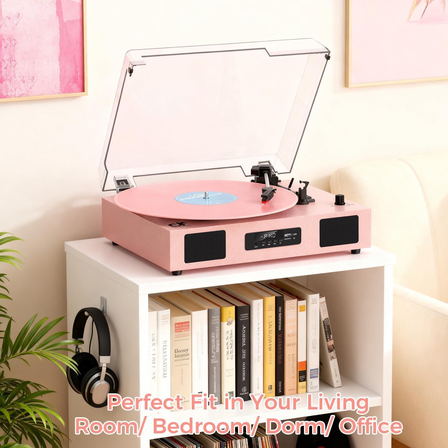 Reproductor de Vinilo Bluetooth DANFI AUDIO TE-2017 Rosa 3 Velocidades