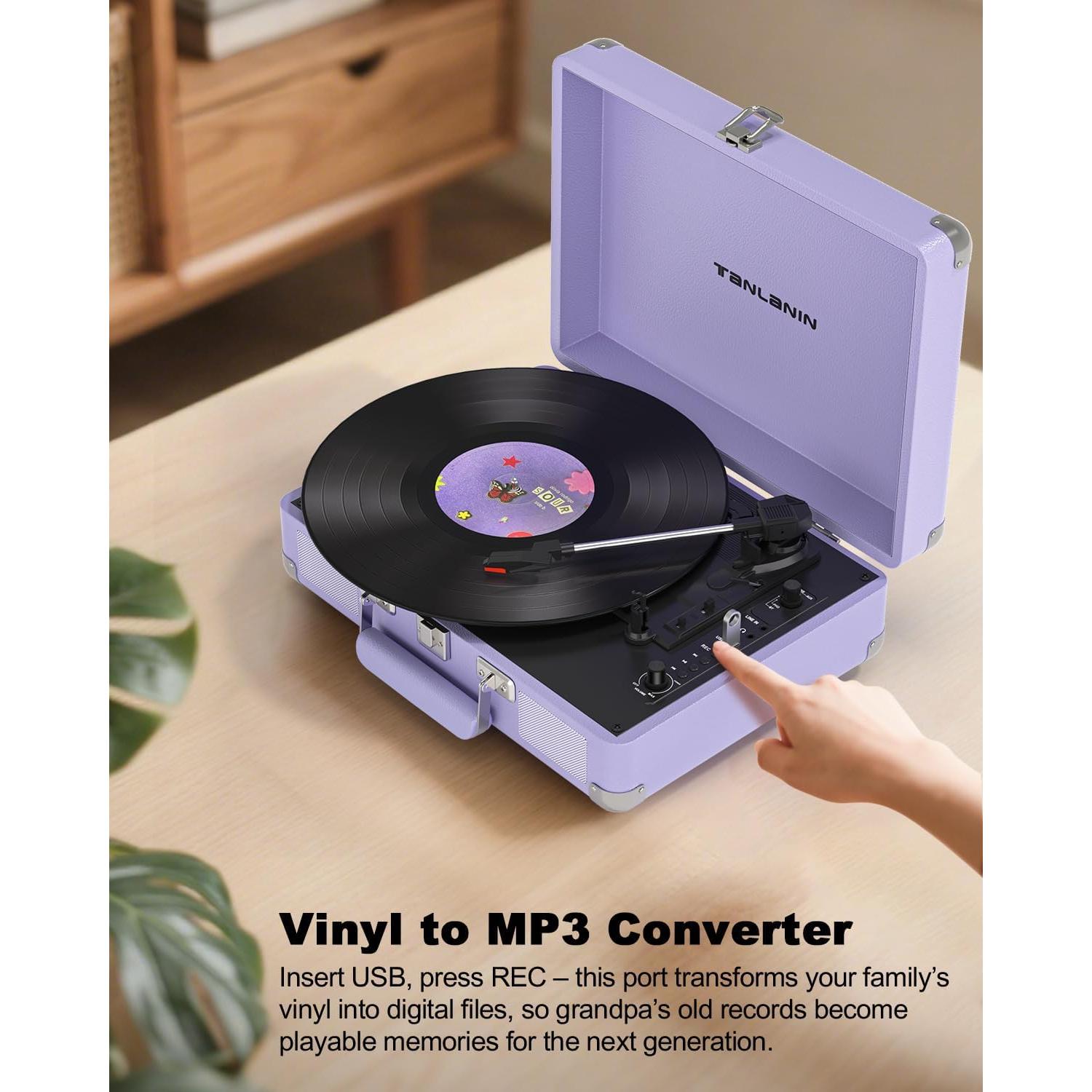 Reproductor de Vinilo Bluetooth TANLANIN TE-2021-PS 3 Velocidades