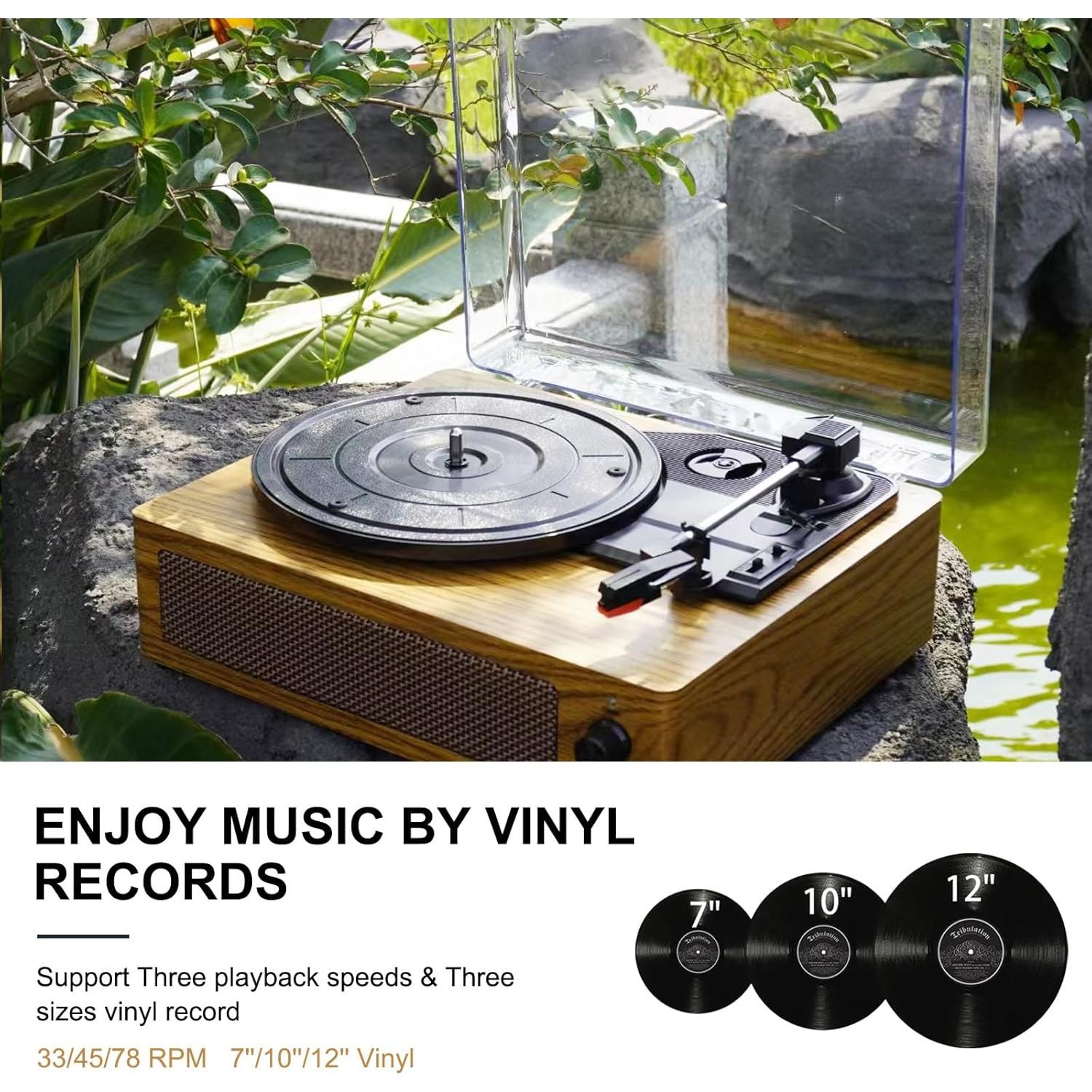 Reproductor de Vinilo Bluetooth KaiNicker VRP 3 Velocidades