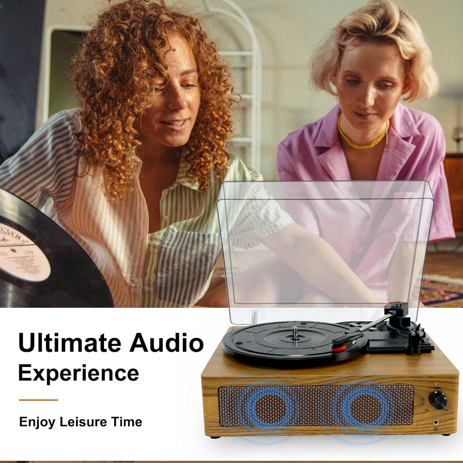 Reproductor de Vinilo Bluetooth KaiNicker VRP 3 Velocidades