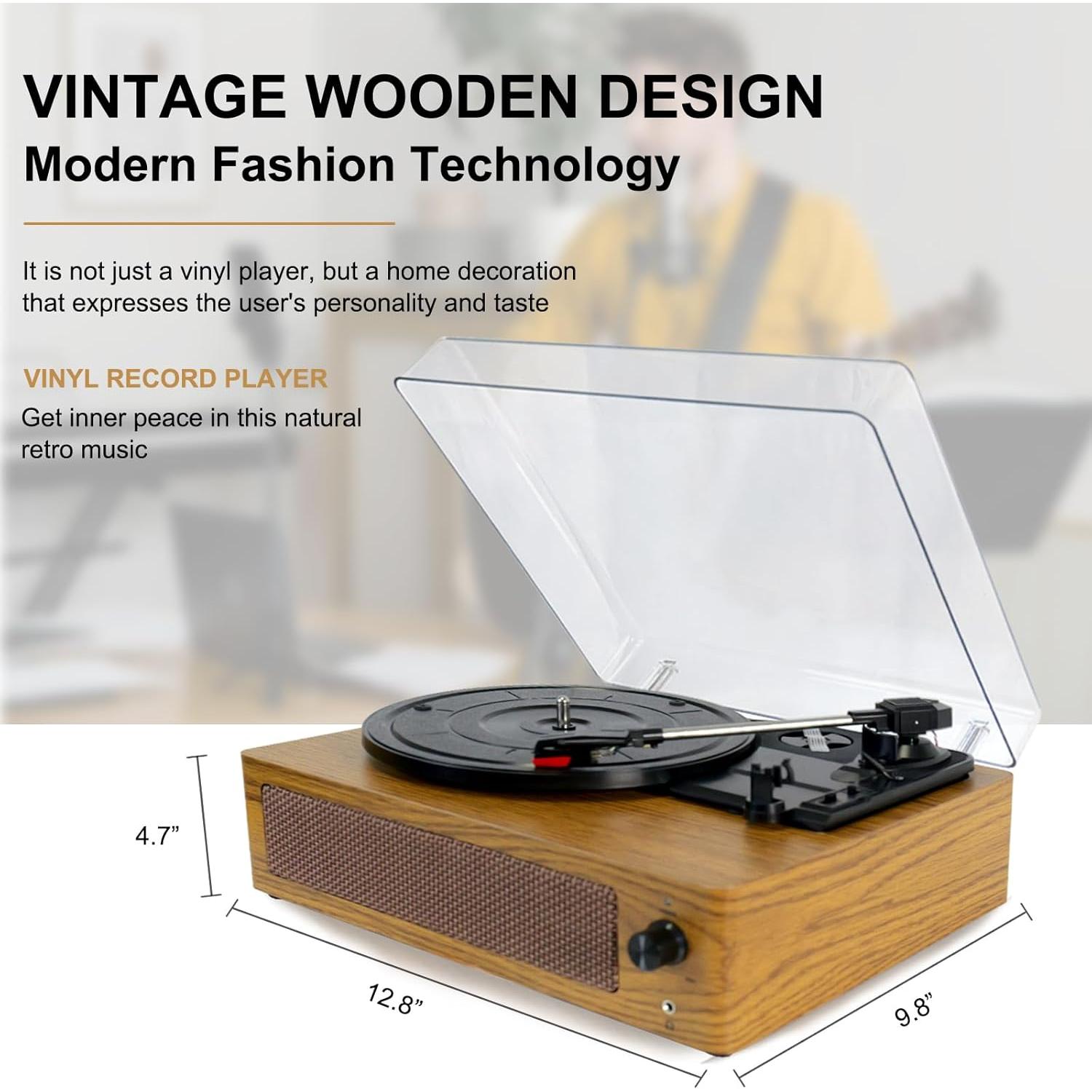 Reproductor de Vinilo Bluetooth KaiNicker VRP 3 Velocidades