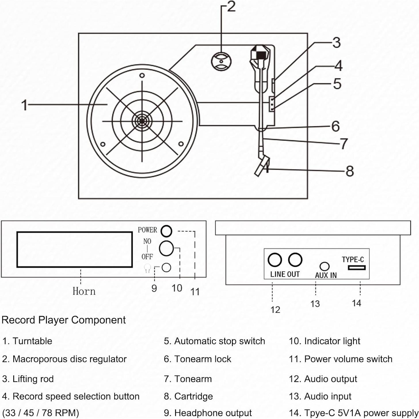 Reproductor de Vinilo Bluetooth KaiNicker VRP 3 Velocidades