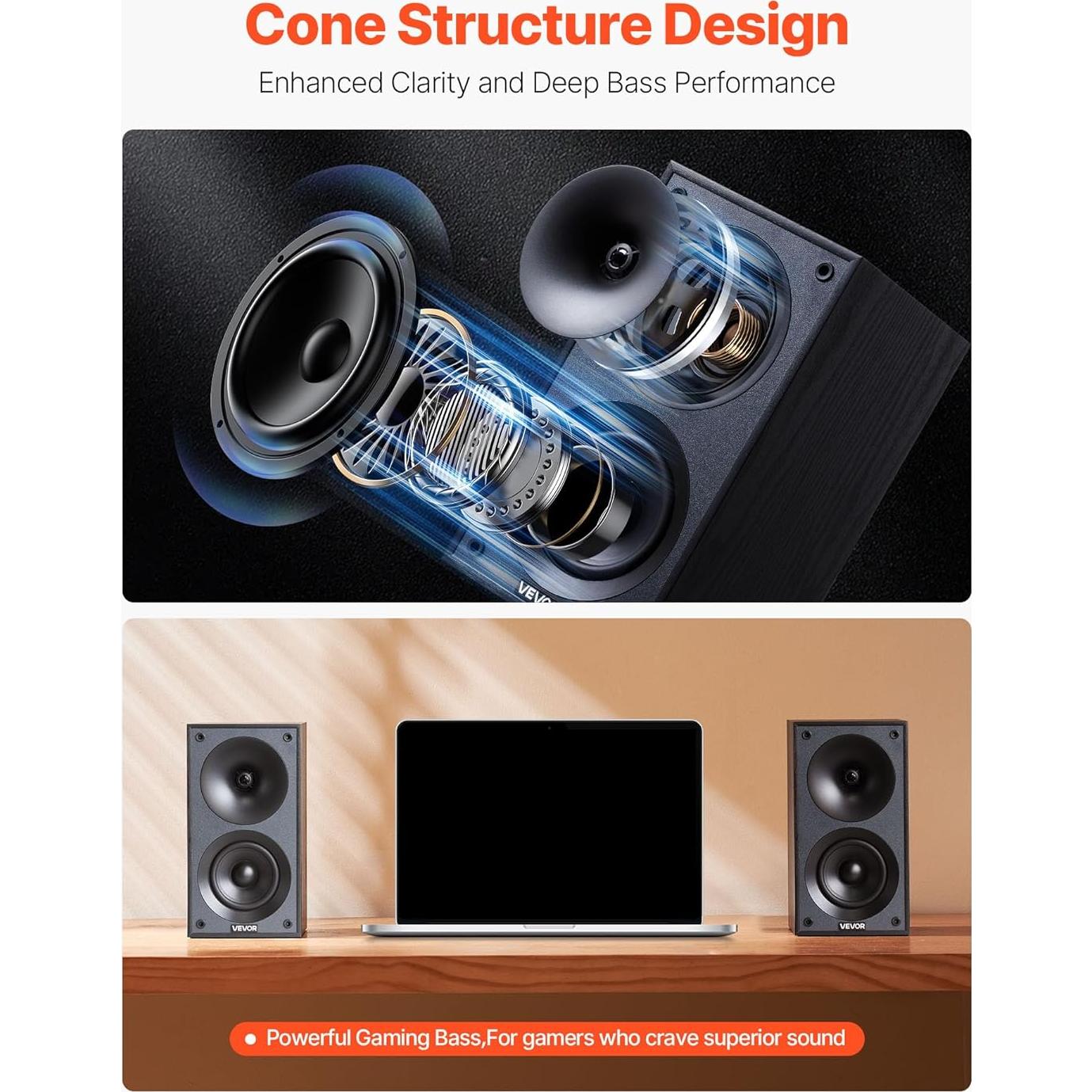 Altavoces Estéreo Pasivos VEVOR 300W 4" Woofer MDF (1 Par)