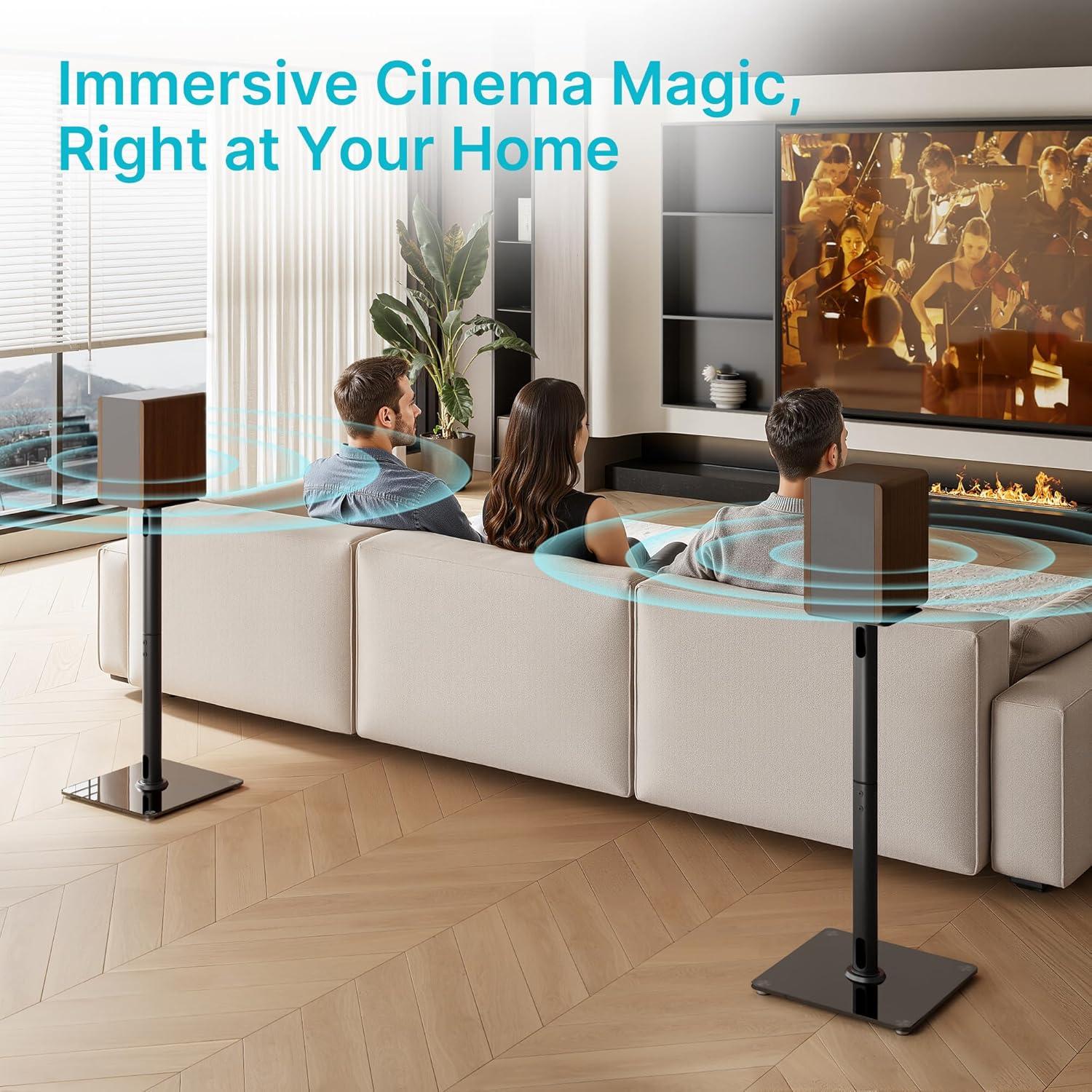 Soportes de Altavoces PEGZONE HWS1007BK, 76.4 CM, 24.95 KG, Negro