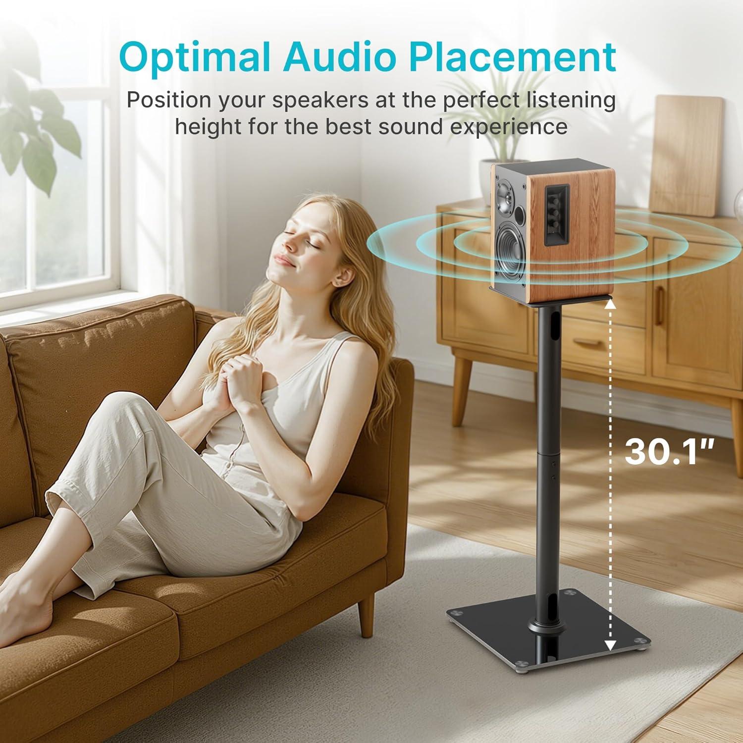 Soportes de Altavoces PEGZONE HWS1007BK, 76.4 CM, 24.95 KG, Negro