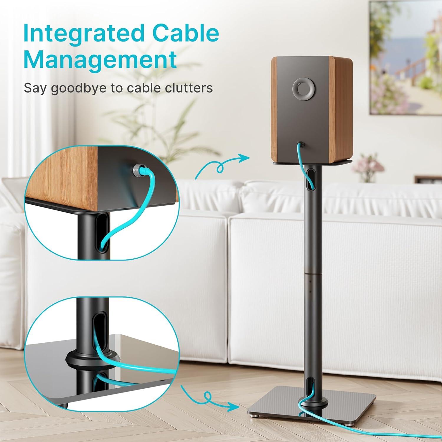 Soportes de Altavoces PEGZONE HWS1007BK, 76.4 CM, 24.95 KG, Negro