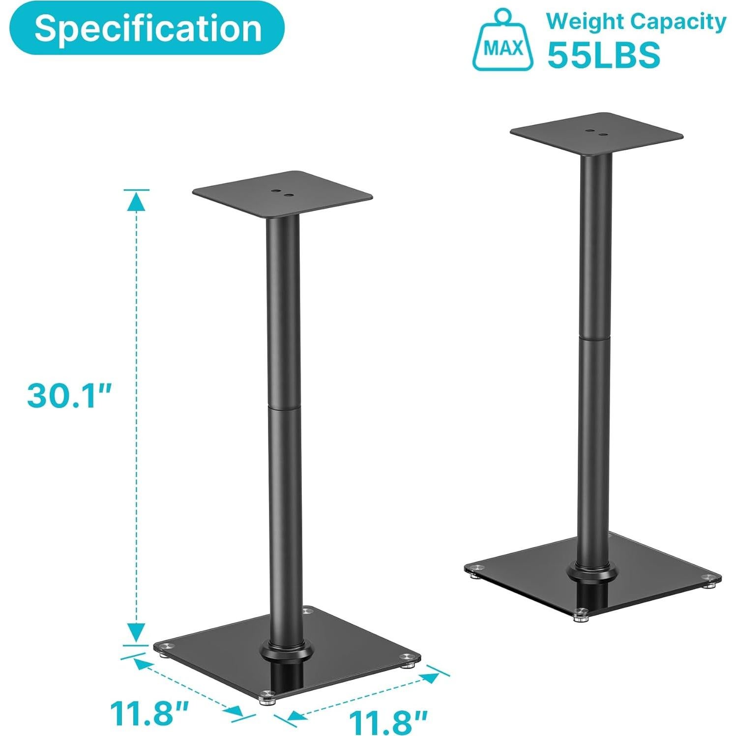 Soportes de Altavoces PEGZONE HWS1007BK, 76.4 CM, 24.95 KG, Negro