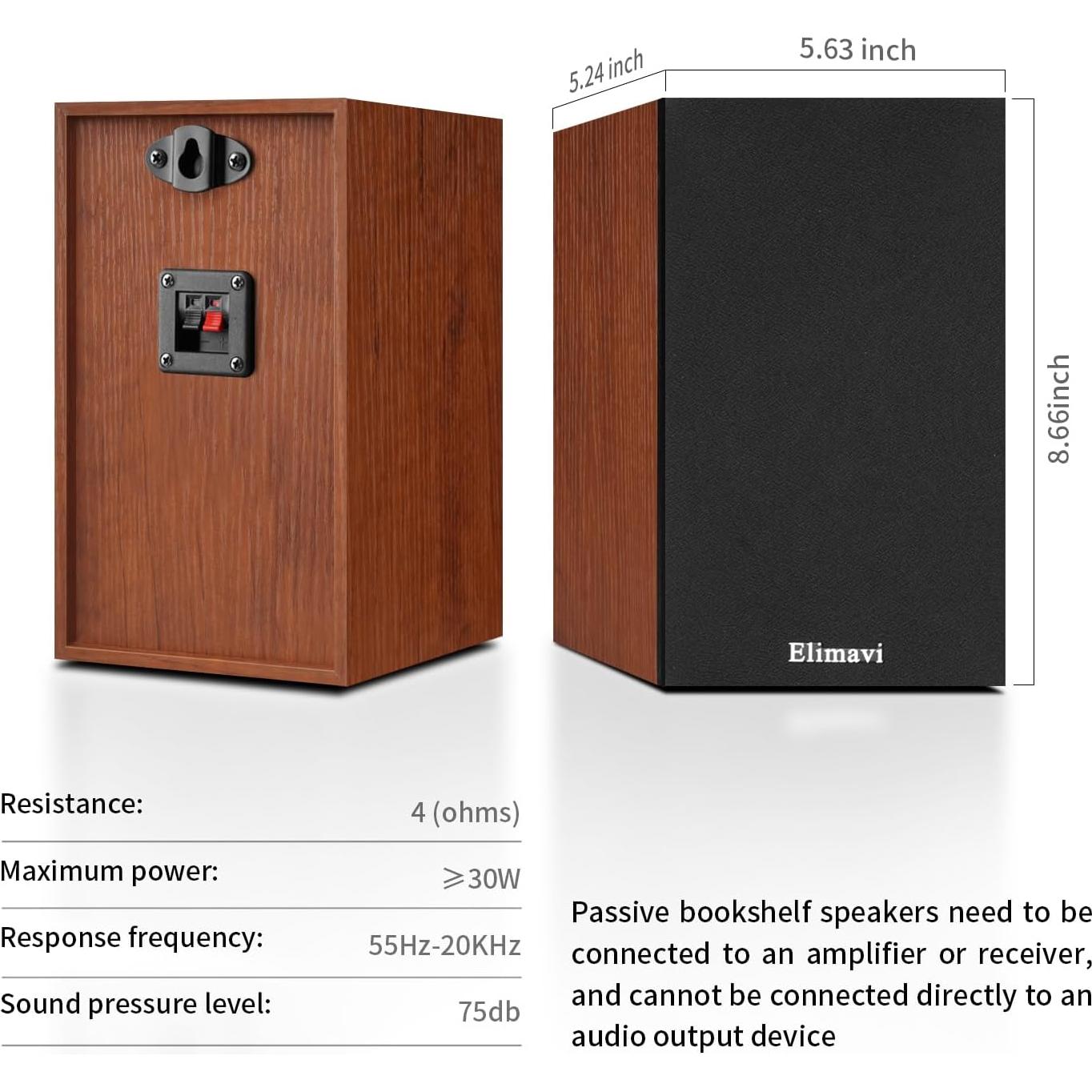 Altavoces de Estantería Pasivos Elimavi MM-D2 4" Madera