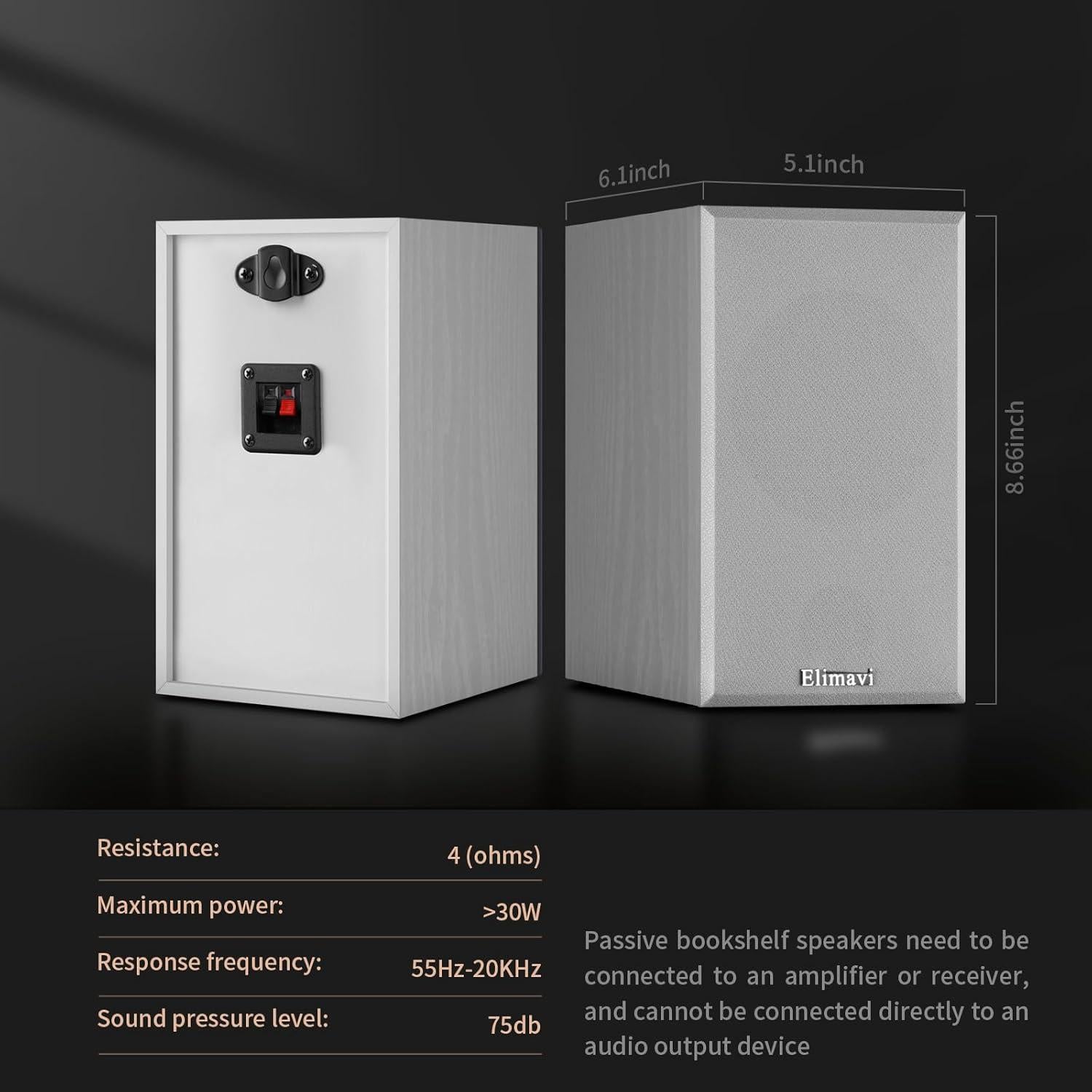 Altavoces Pasivos de Estantería Elimavi BT-10 30W Blanco