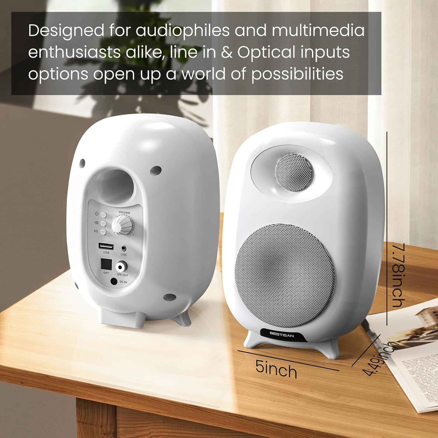 Altavoces de Estantería Bluetooth BESTISAN SR06 4" Blanco