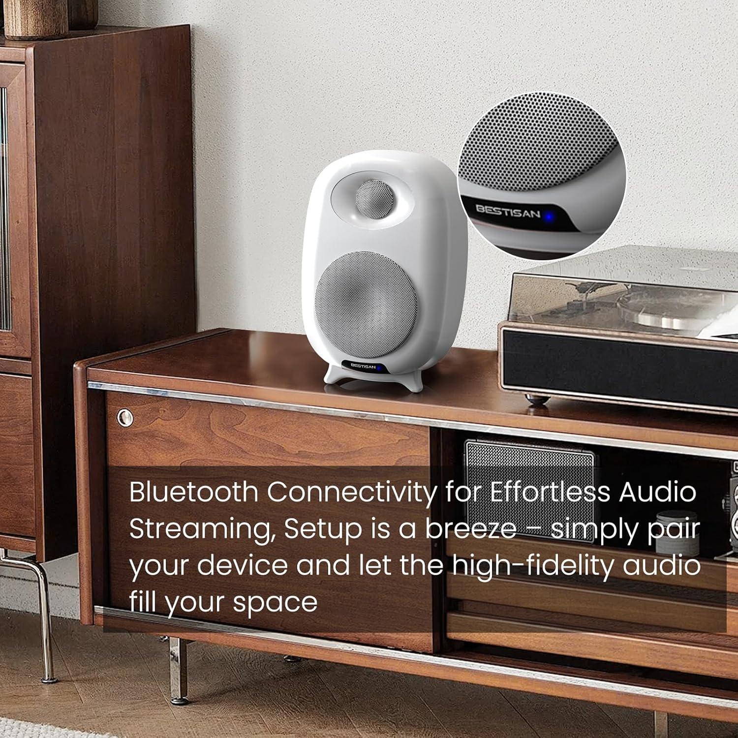 Altavoces de Estantería Bluetooth BESTISAN SR06 4" Blanco