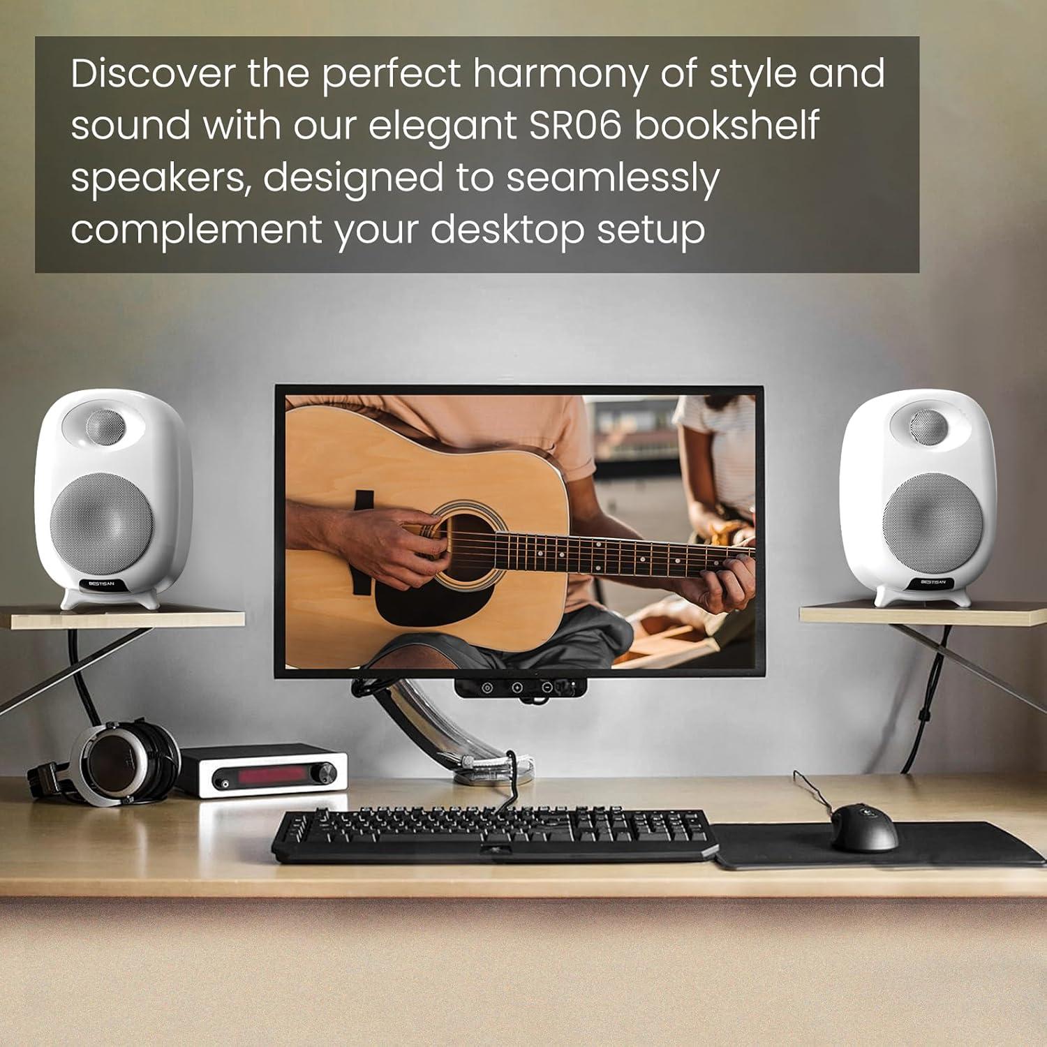 Altavoces de Estantería Bluetooth BESTISAN SR06 4" Blanco