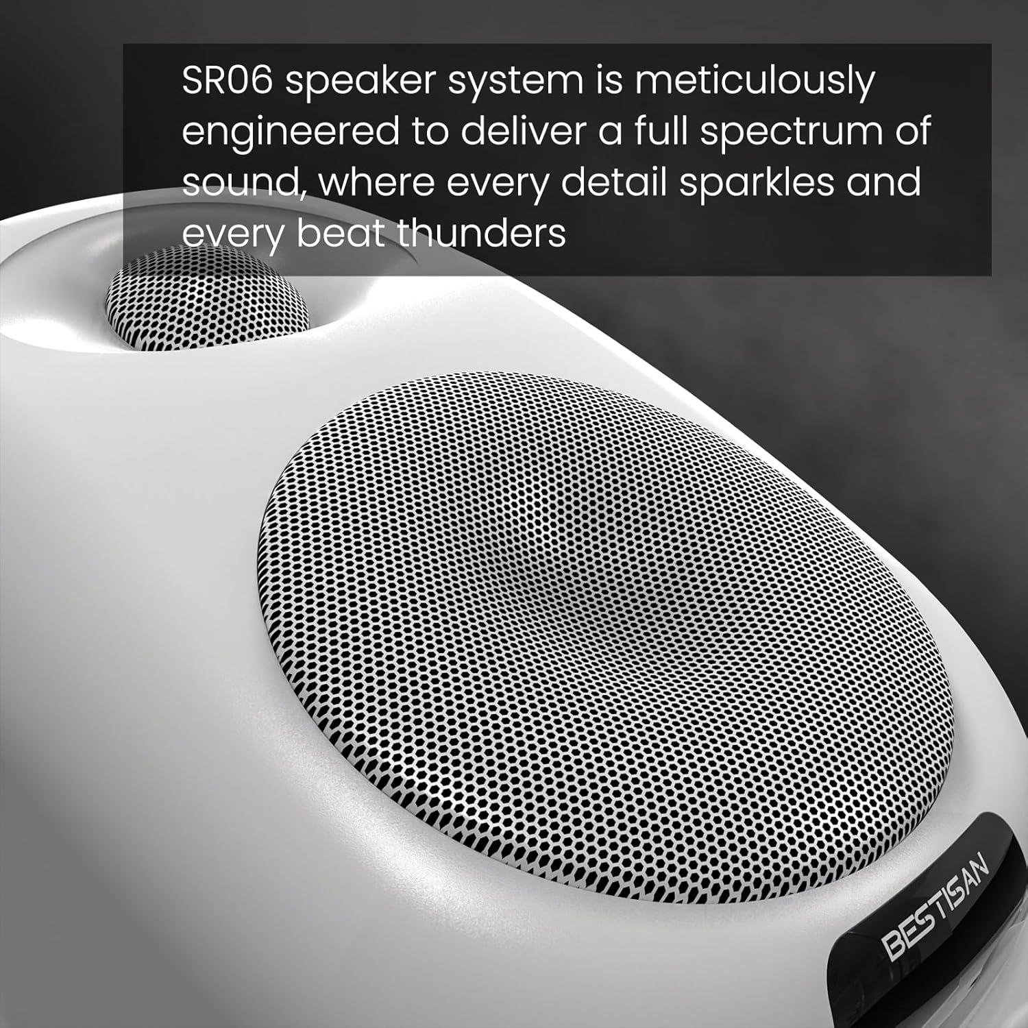 Altavoces de Estantería Bluetooth BESTISAN SR06 4" Blanco