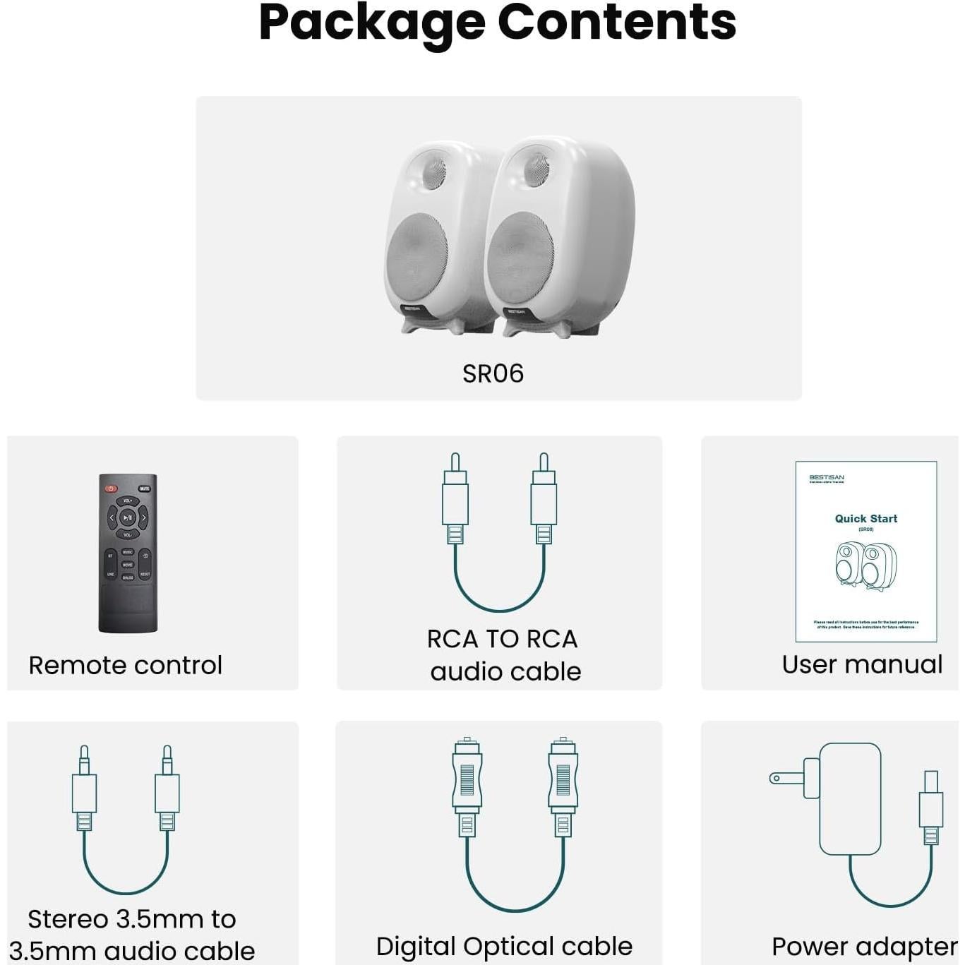 Altavoces de Estantería Bluetooth BESTISAN SR06 4" Blanco