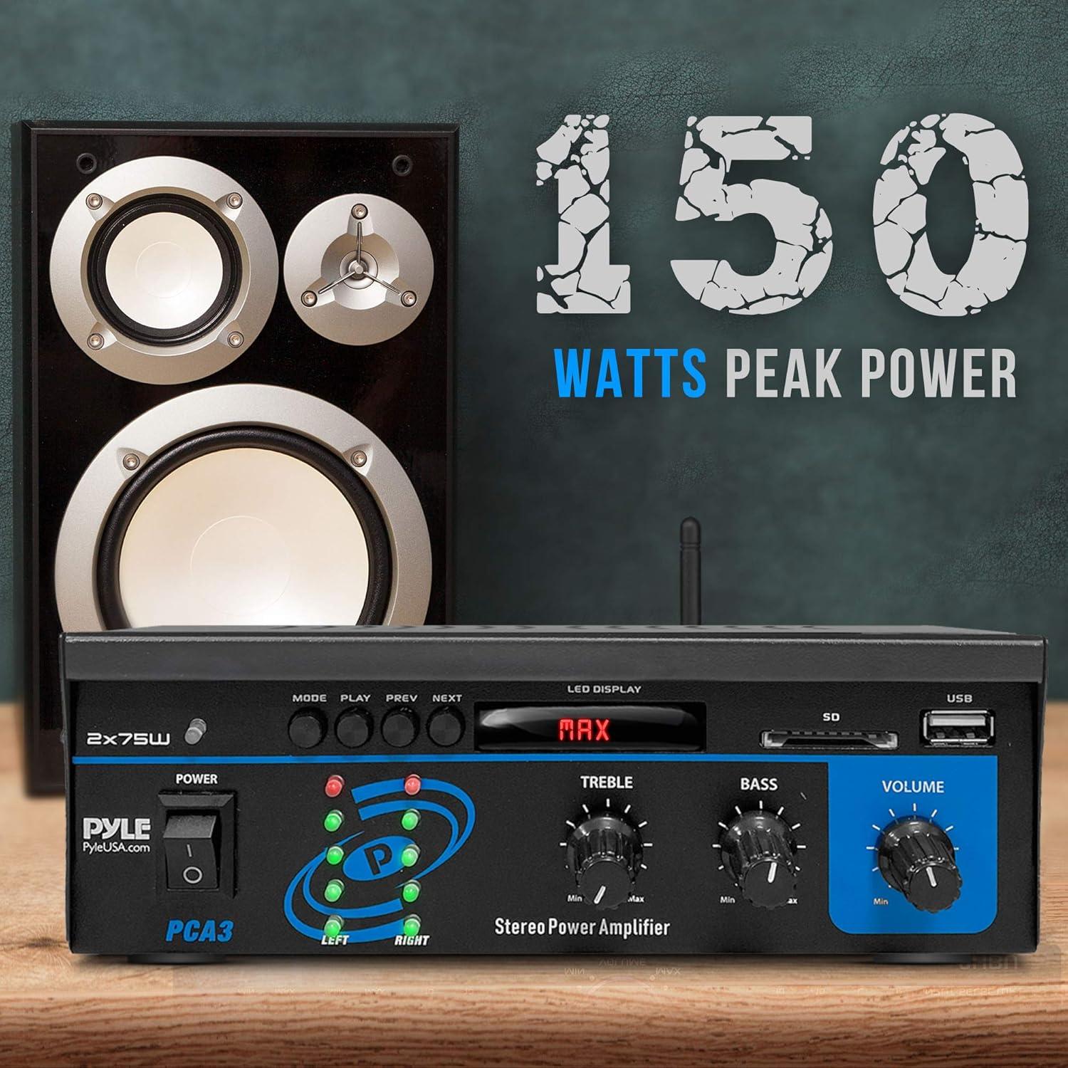 Amplificador de Audio Pyle PCA3 2x75W Estéreo Bluetooth