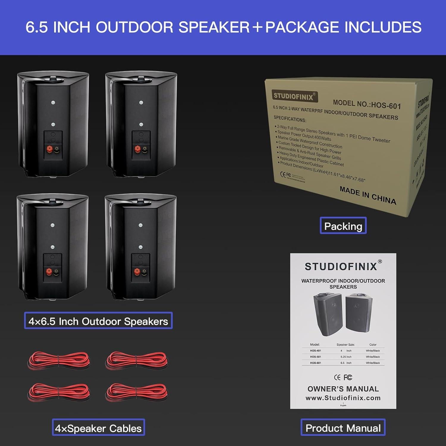 Altavoces Exteriores STUDIOFINIX 6.5" Impermeables 800W