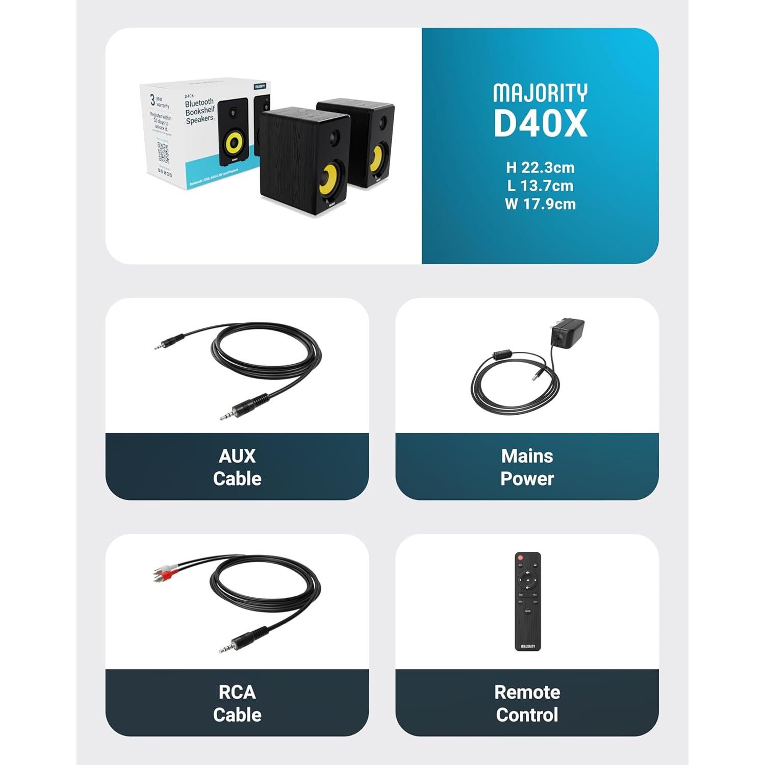 Altavoces de Estantería Bluetooth MAJORITY D40X 70W 2.0