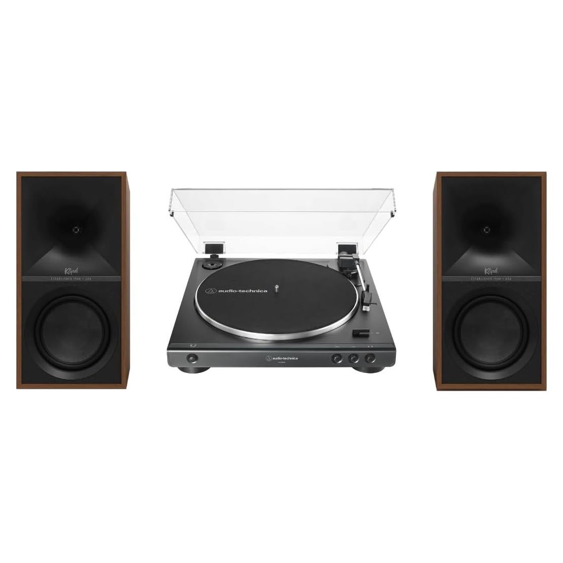 Altavoces Klipsch The Sevens Alimentados 6.5" Nuez + Giradiscos 60X-BK