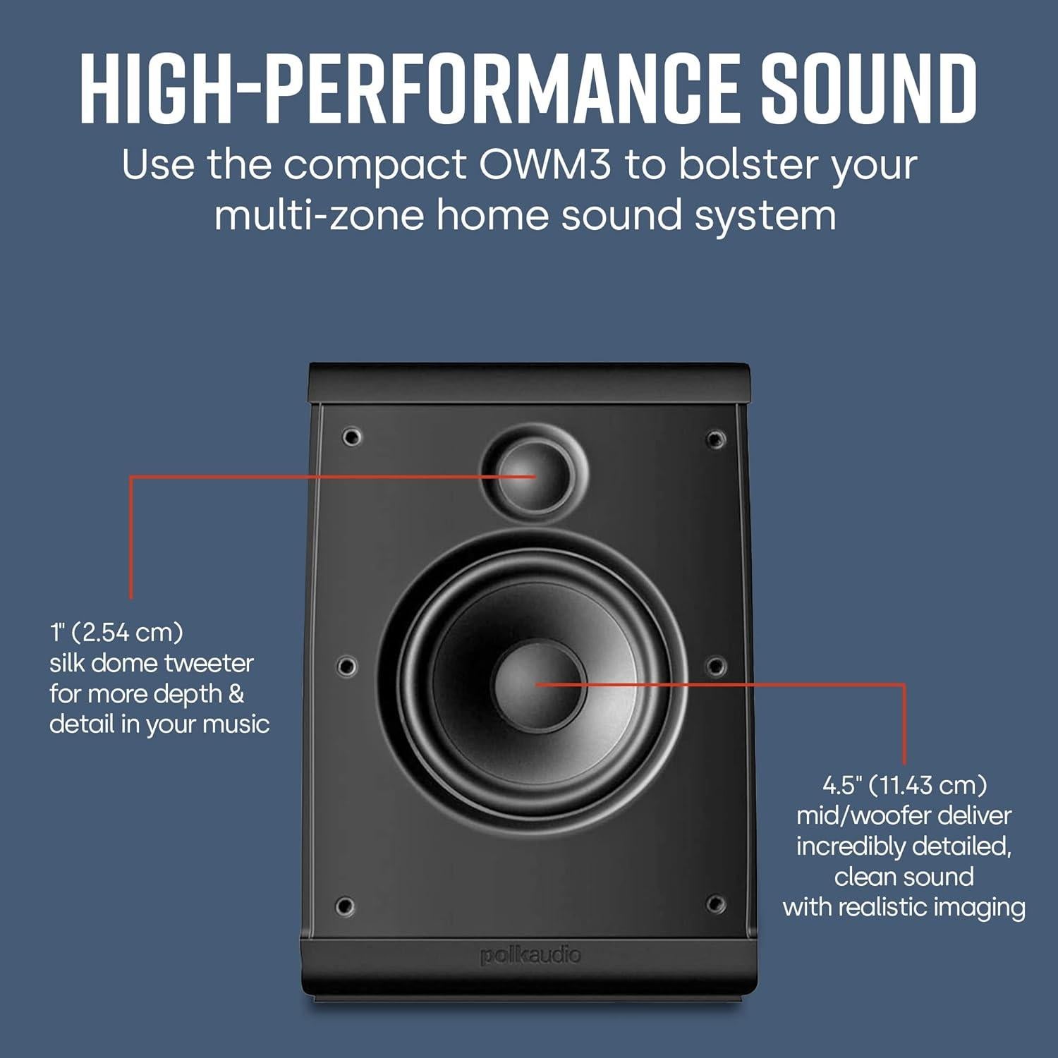 Altavoces de pared Polk Audio OWM3 - Sonido envolvente, 2 unidades