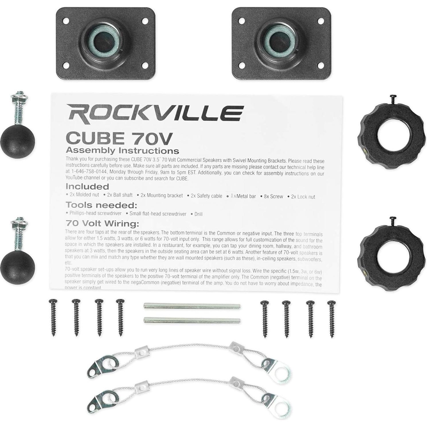 Altavoces de Pared Rockville Cube Negro 30W RMS 2 Vías