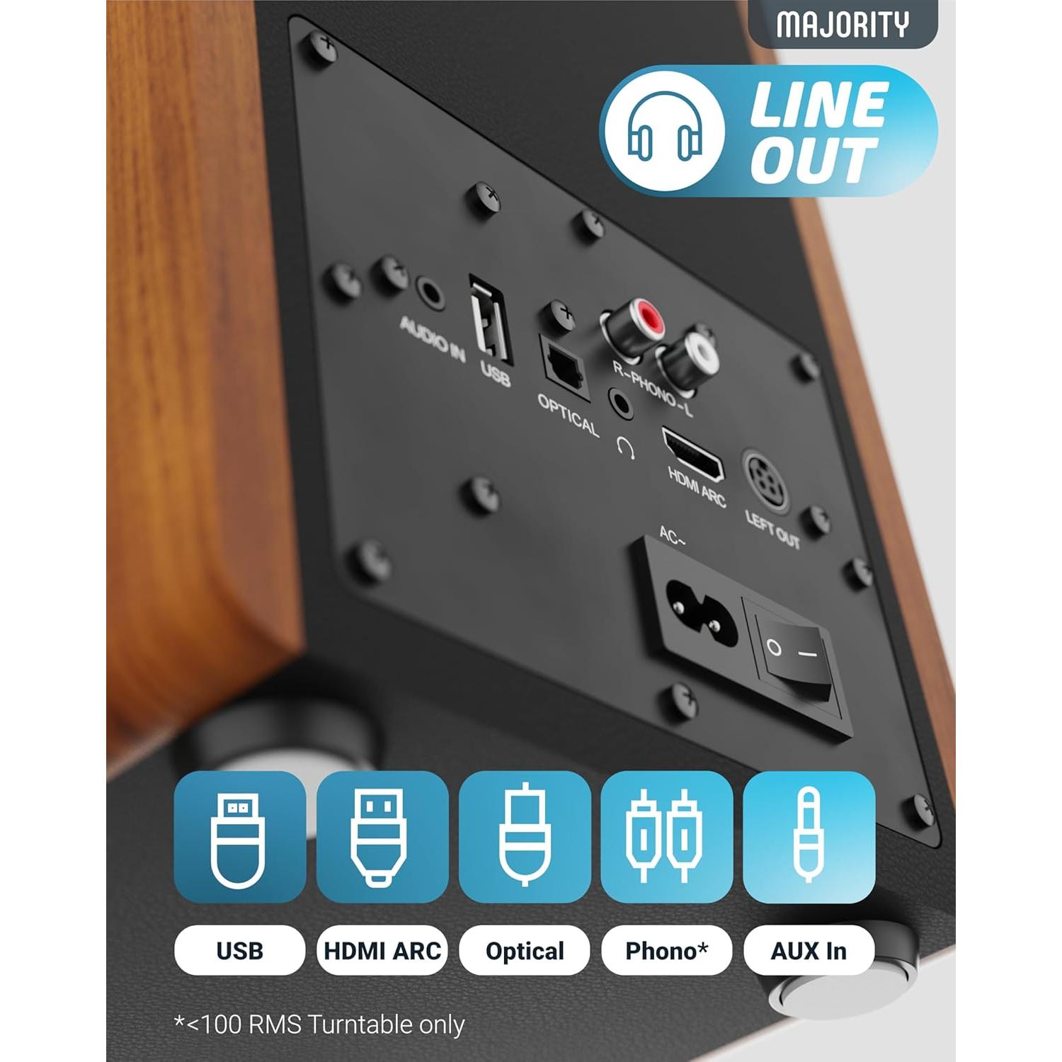 Altavoces de Estantería Majority D100 Activos 100W Bluetooth 5.3