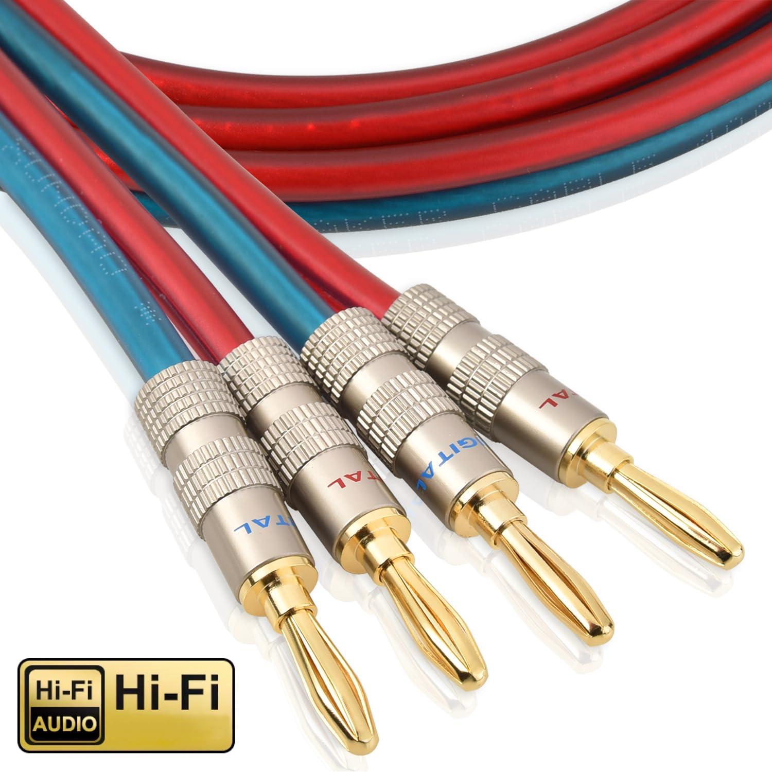 Cable de Altavoz AutCreation 1.5M 14 AWG Cobre Puro Banana Oro