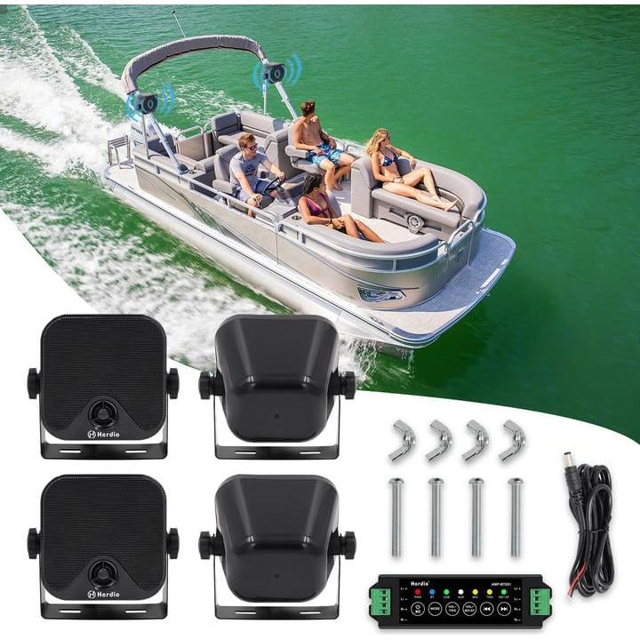 Altavoces Marinos Herdio 4" Bluetooth 240W Impermeables - 4 Pzas